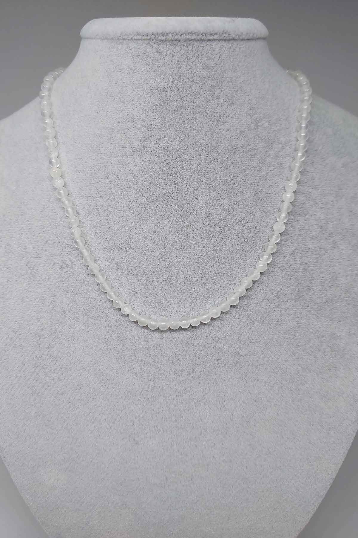 Selenite Necklace | Selenite Necklace with antialergic clip 4 mm | Natural Healing Stone | Healing Stone Jewelry