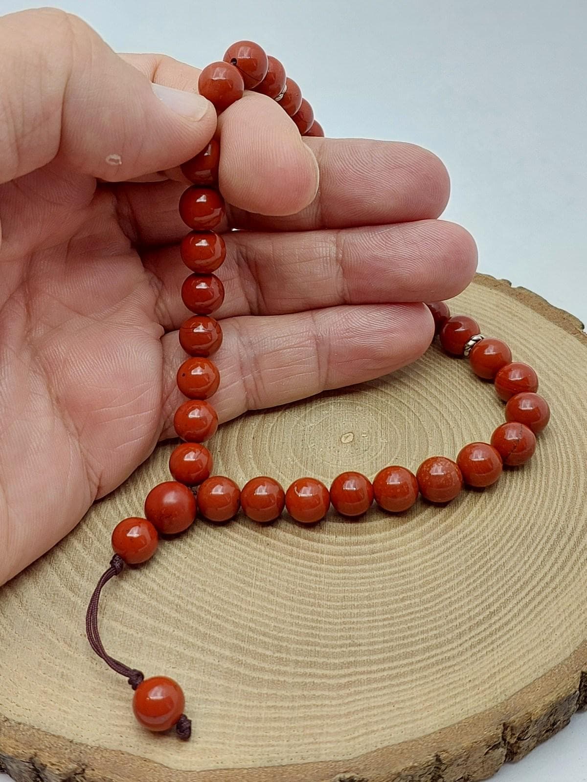 Jasper Taşı Kırmızı 33lük Özel Tasarım Tesbih 8mm (22455)
