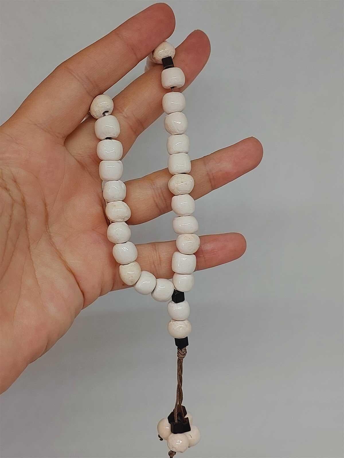 Collectible Anatolian Series White Colour Unique Ceramic Rosary 33 beads 8-9mm, Tasbih 33, Ceramic beads, 33 Beads, Tasbeeh, Tasbih (54288)