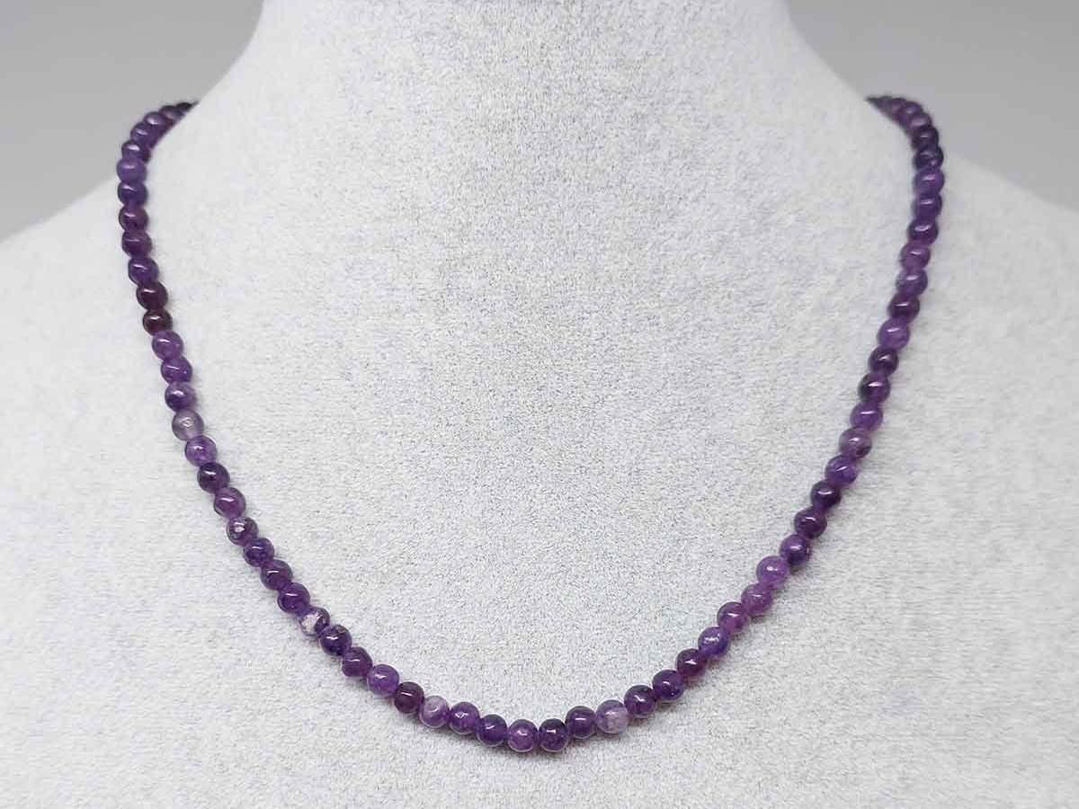 Lepidolite Necklace | Lepidolite Necklace with antialergic clip 4 mm | Natural Healing Stone | Healing Stone Jewelry
