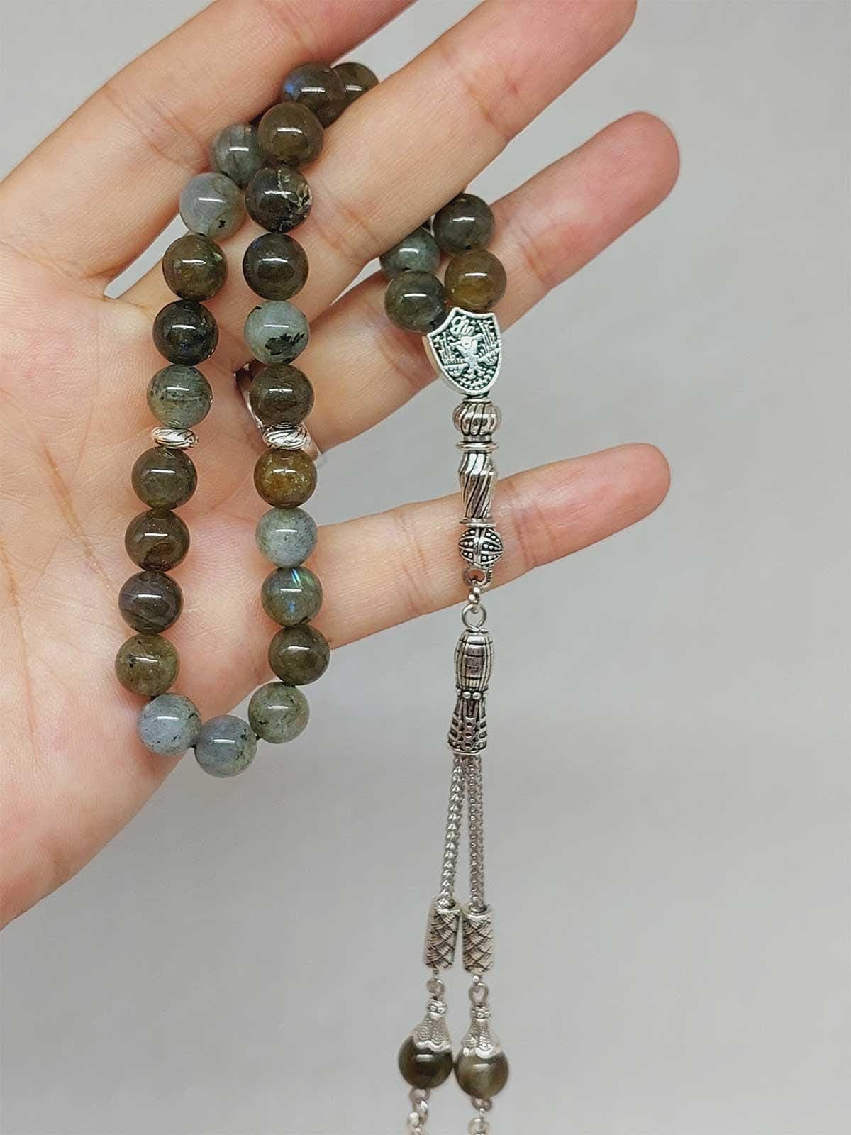 Labradorite Stone 33 beads Rosary 8mm, Tasbih 33, Natural Stone 33 Beads, Tasbeeh, Misbaha, Tasbih - image 3
