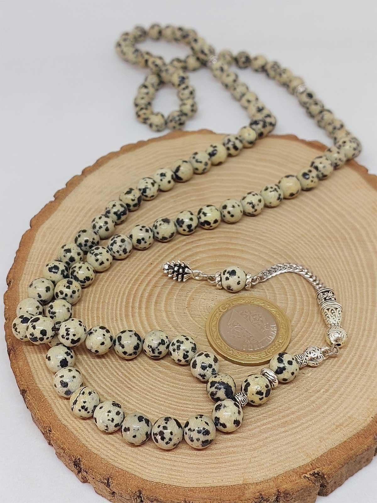 Dalmatian Jasper Stone 99 beads Rosary 8mm, Tasbih 99, Natural Stone 99 Beads, Tasbeeh, Misbaha, Islamic Prayer Beads, Tasbih, Muslim