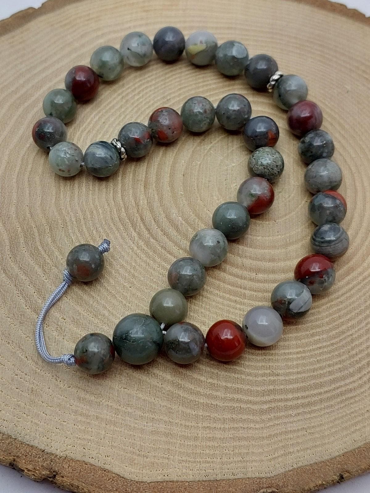Handmade 33 Beads Bloodstone Tasbih – 8mm Muslim Prayer Beads for Strength, Protection & Gift (2929)