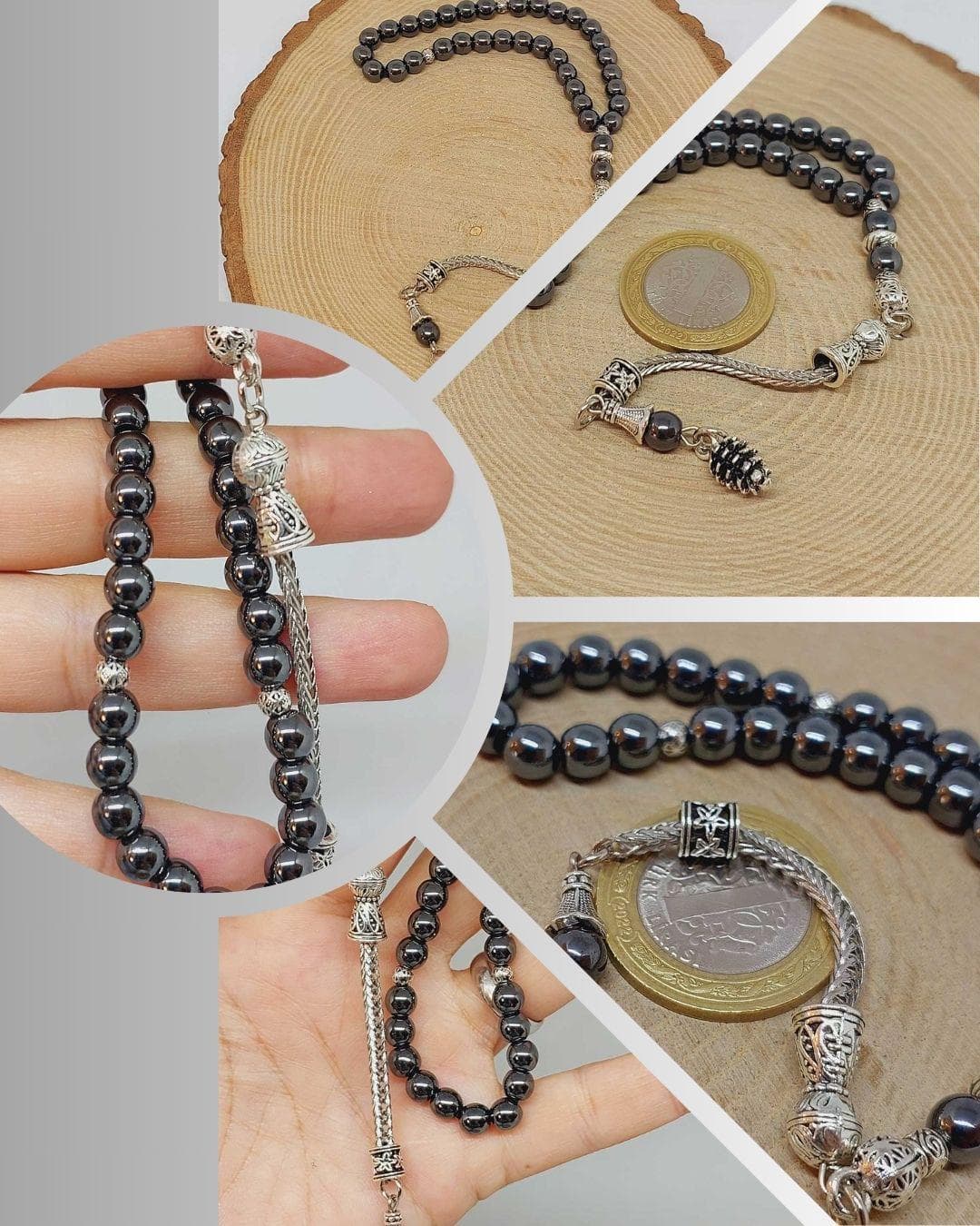 Hematite Stone 33 beads Rosary 6mm, Tasbih 33, Natural Stone 33 Beads, Tasbeeh, Misbaha, Tasbih - image 3