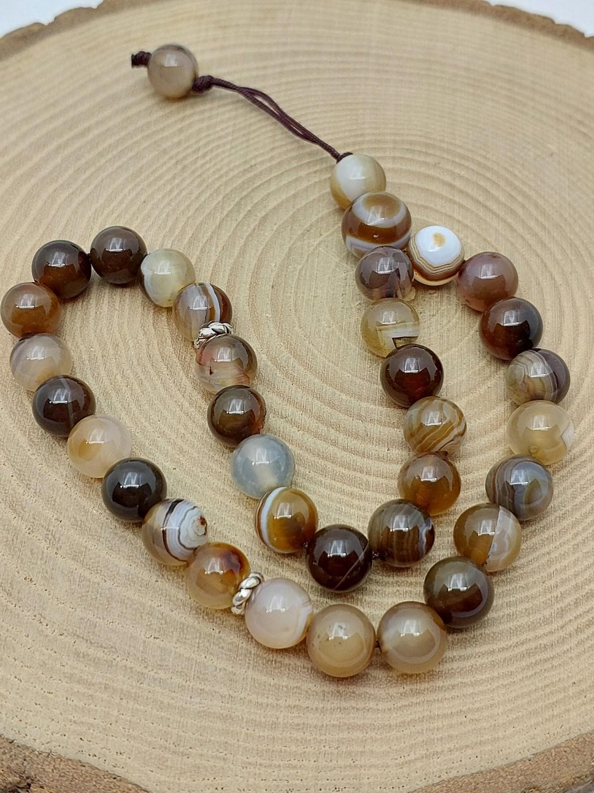 Handmade 33 Beads Caramel Agate Tasbih – 8mm Muslim Prayer Beads for Meditation & Gift (24010)