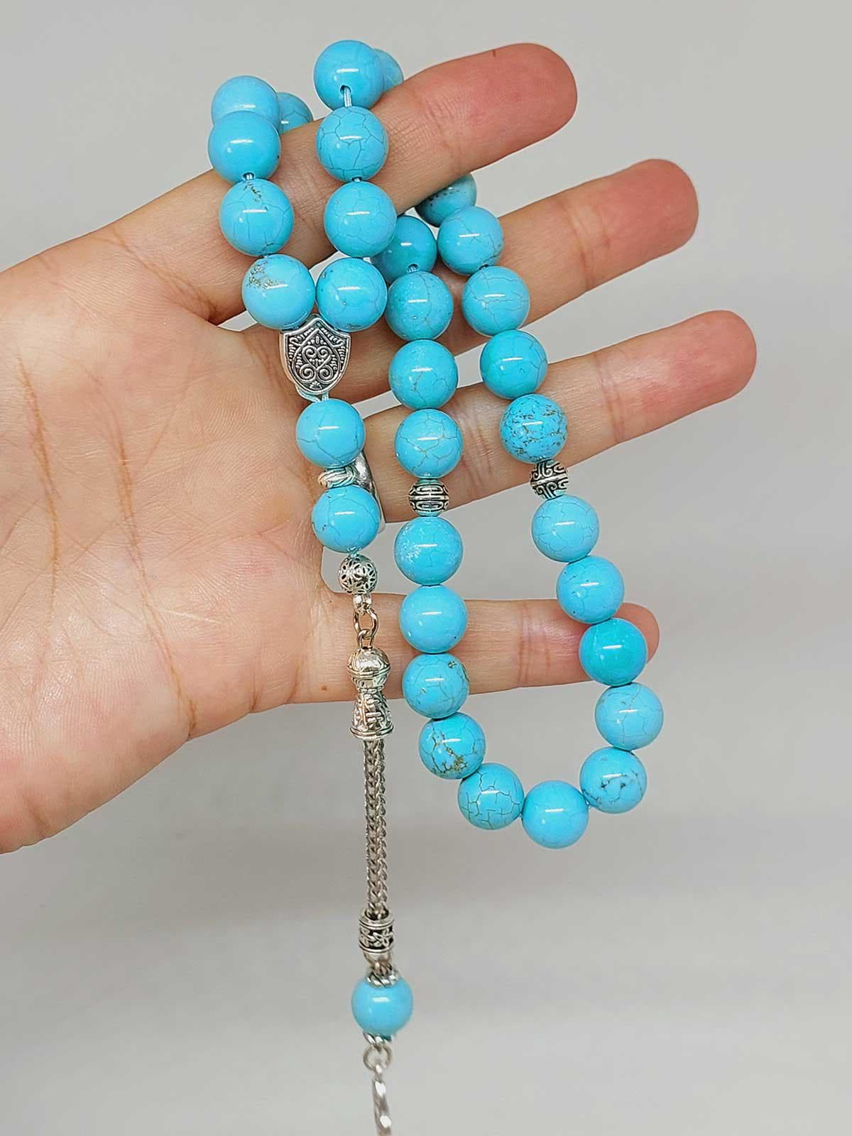 Turquoise Stone 33 beads Rosary 10mm, Tasbih 99, Natural Stone 33 Beads, Tasbeeh, Misbaha, Islamic Prayer Beads, Tasbih
