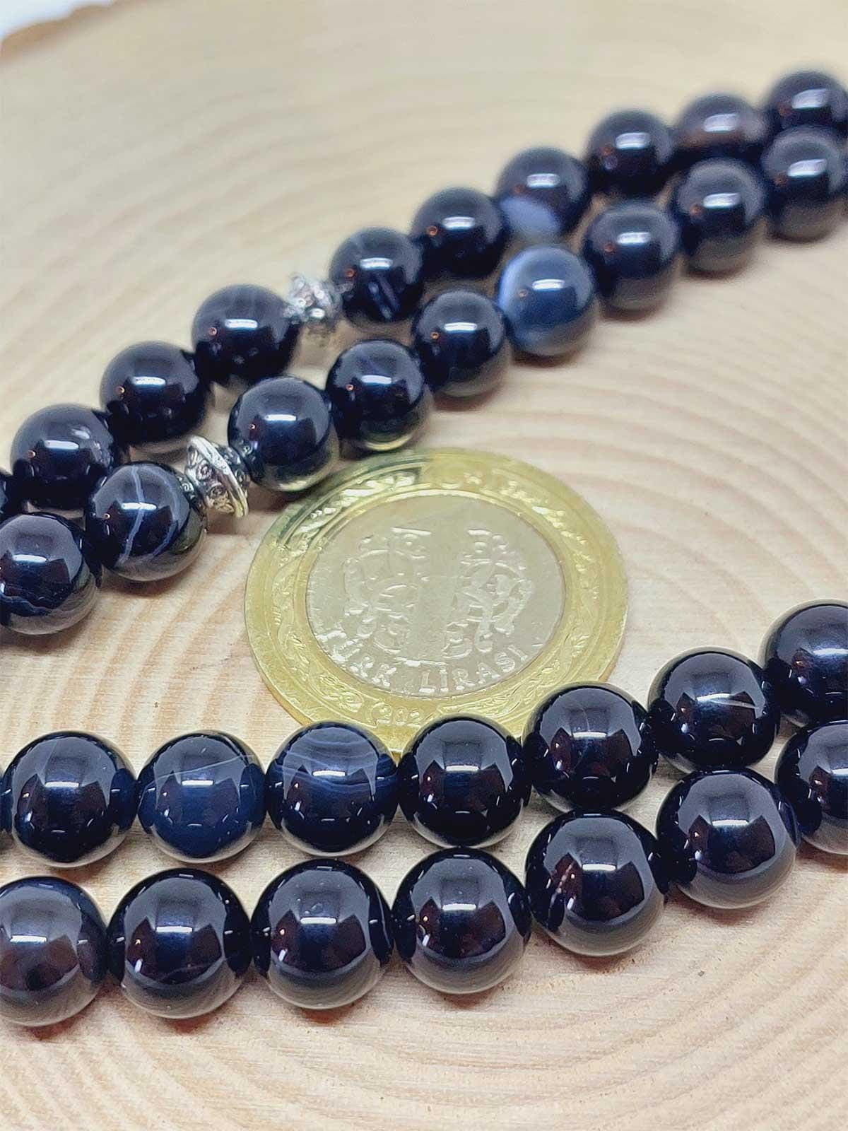 Black Agate Stone 99 beads Rosary 8mm, Tasbih 99, Natural Stone 99 Beads, Tasbeeh, Misbaha, Islamic Prayer Beads, Tasbih, Muslim, Misbah, - image 5