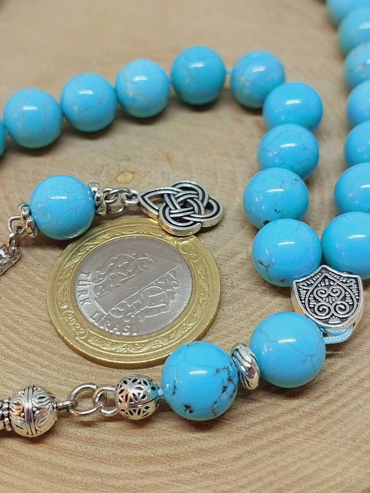 Turquoise Stone 33 beads Rosary 10mm, Tasbih 99, Natural Stone 33 Beads, Tasbeeh, Misbaha, Islamic Prayer Beads, Tasbih - image 5