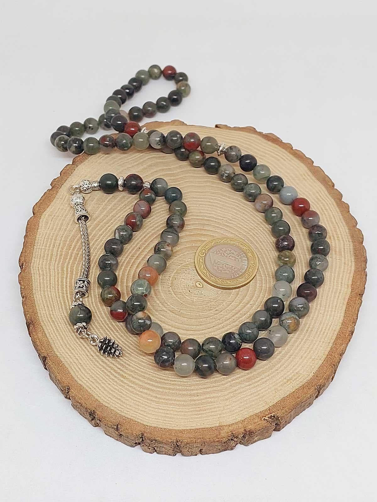 Blood Stone 99 beads Rosary 8mm, Tasbih 99, Natural Stone 99 Beads, Tasbeeh, Misbaha, Islamic Prayer Beads, Tasbih, Muslim - image 4