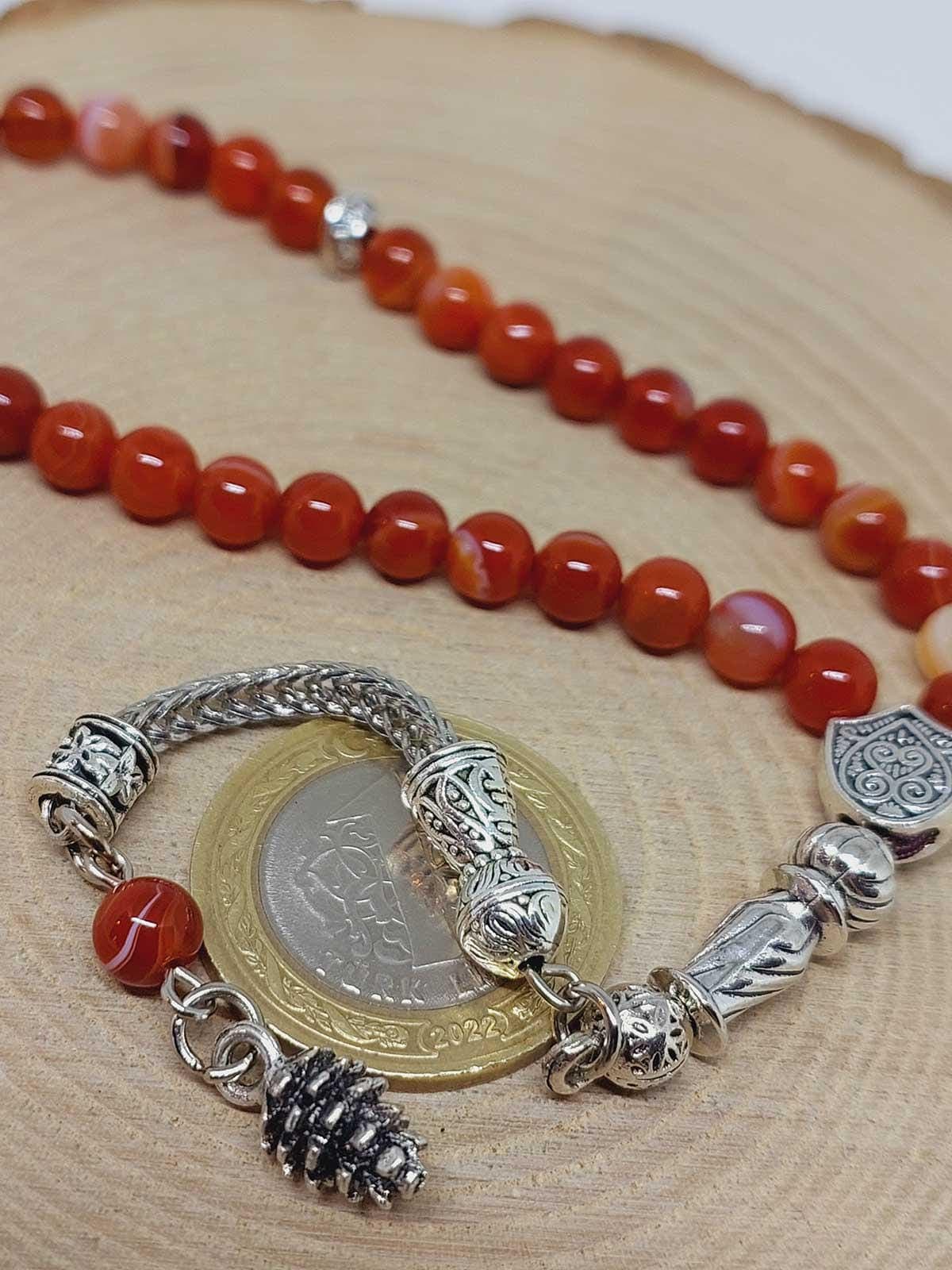 Carnelian Agate Stone 33 beads Rosary 6mm, Tasbih 33, Natural Stone 33 Beads, Tasbeeh, Misbaha, Tasbih - image 5