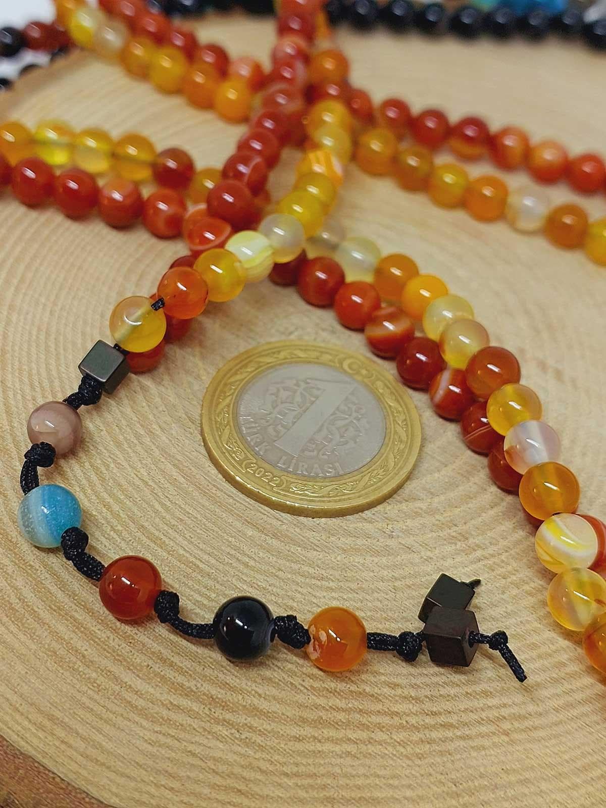 Akik Taşı Karışık 500'lük Zikir Tesbihi 6mm (55706)