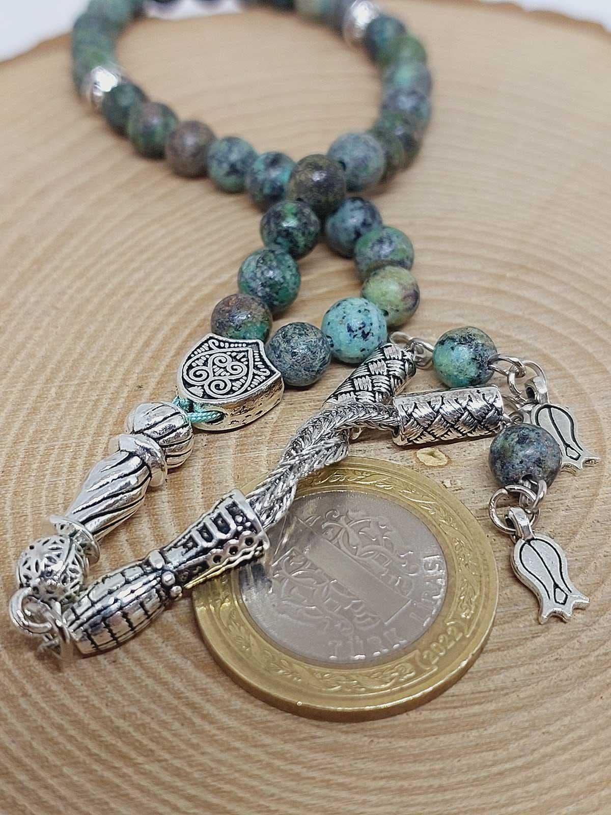 African turquoise Stone 33 beads Rosary 6mm, Tasbih 33, Natural Stone 33 Beads, Tasbeeh, Misbaha, Tasbih - image 5