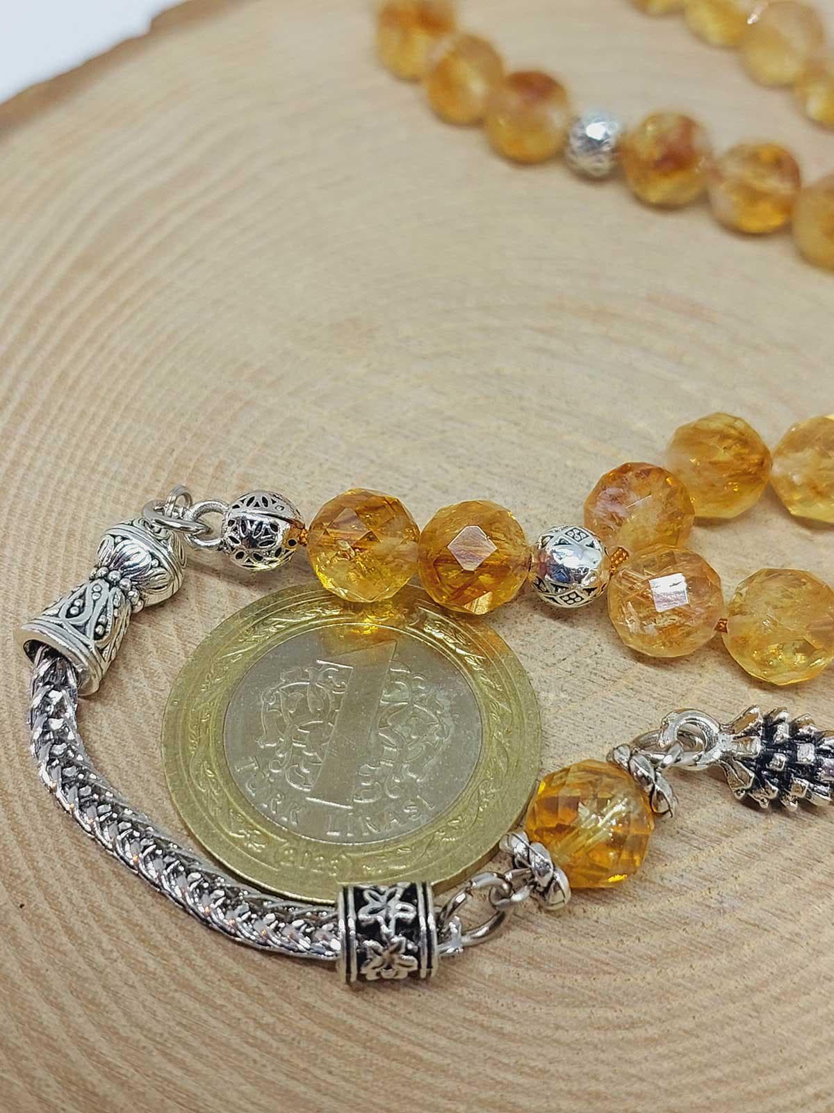 High Quality Faceted Citrine Stone 33 beads Rosary 8mm, Tasbih 99, Natural Stone 33 Beads, Tasbeeh, Misbaha, Tasbih - image 5