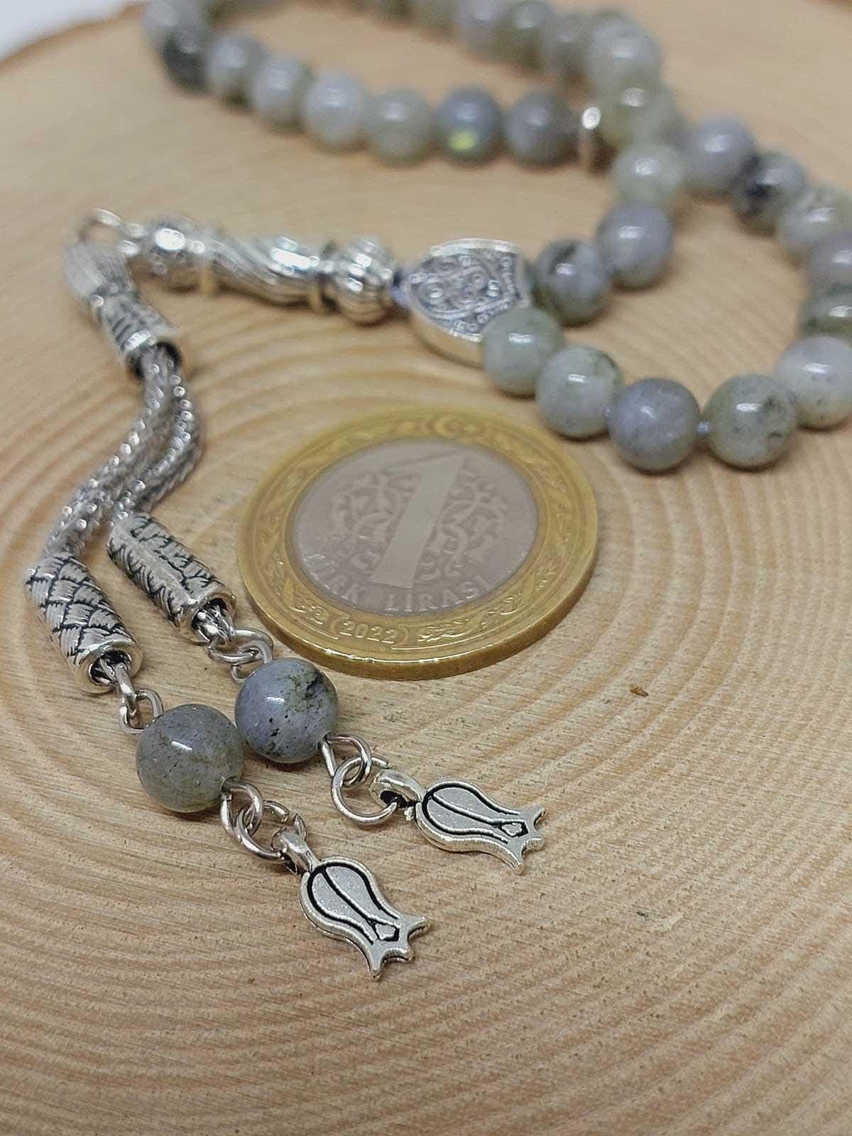 Labradorit Stone 33 beads Rosary 6mm, Tasbih 33, Natural Stone 33 Beads, Tasbeeh, Misbaha, Tasbih - image 5