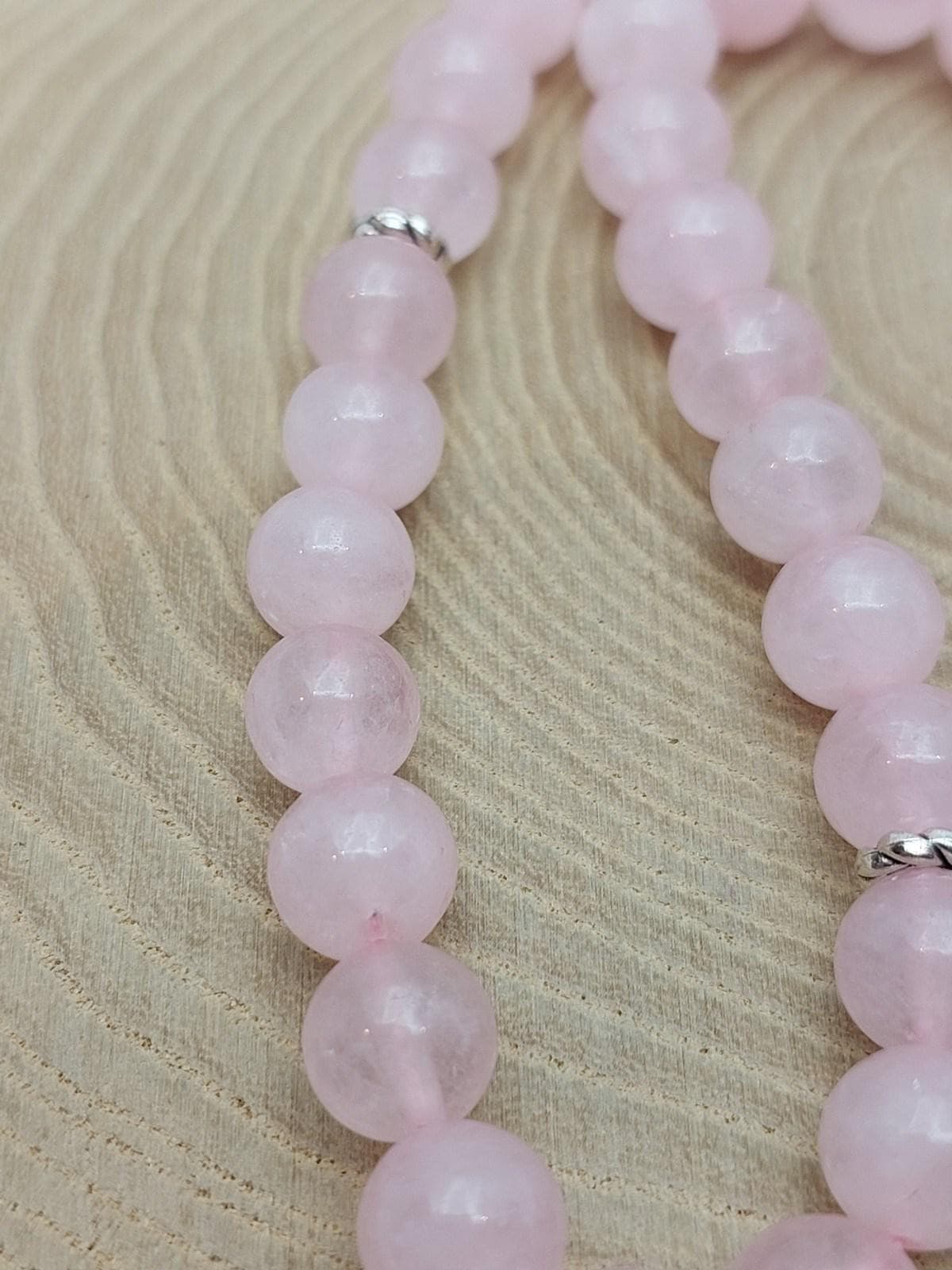 Pembe Kuvars Taşı 33lük Özel Tasarım Tesbih 8mm (2958)