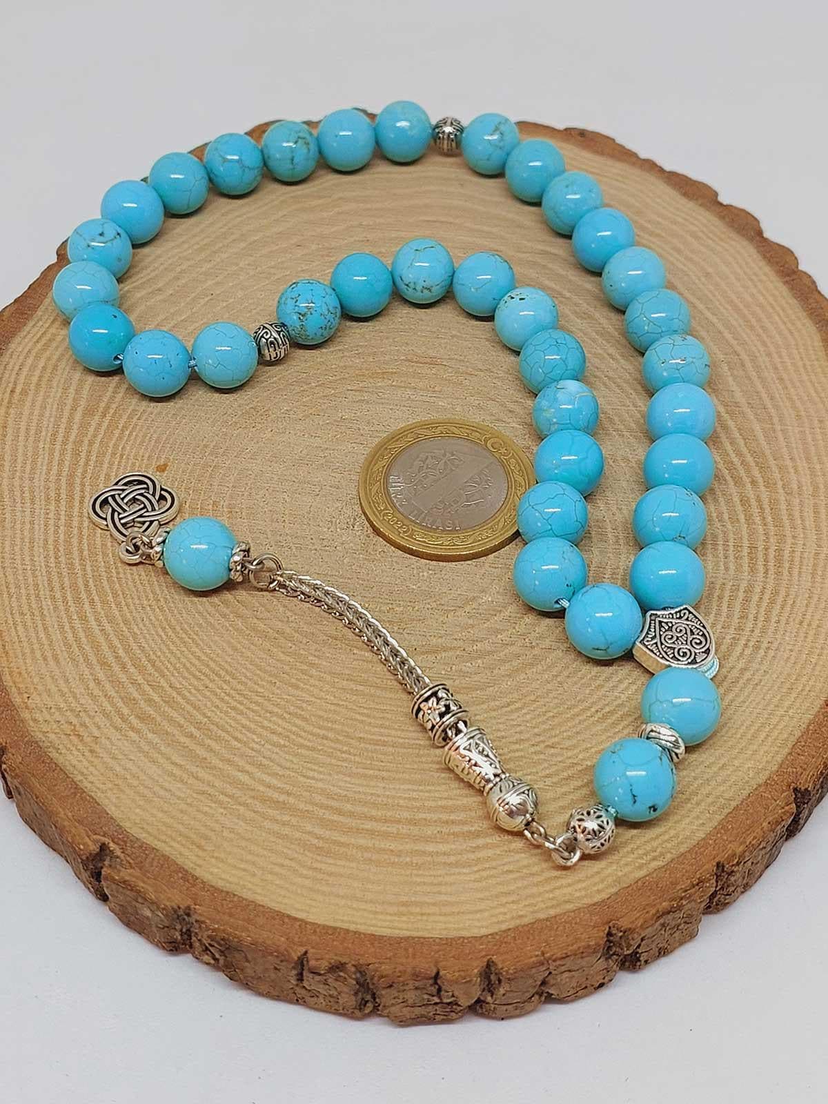 Turquoise Stone 33 beads Rosary 10mm, Tasbih 99, Natural Stone 33 Beads, Tasbeeh, Misbaha, Islamic Prayer Beads, Tasbih - image 4