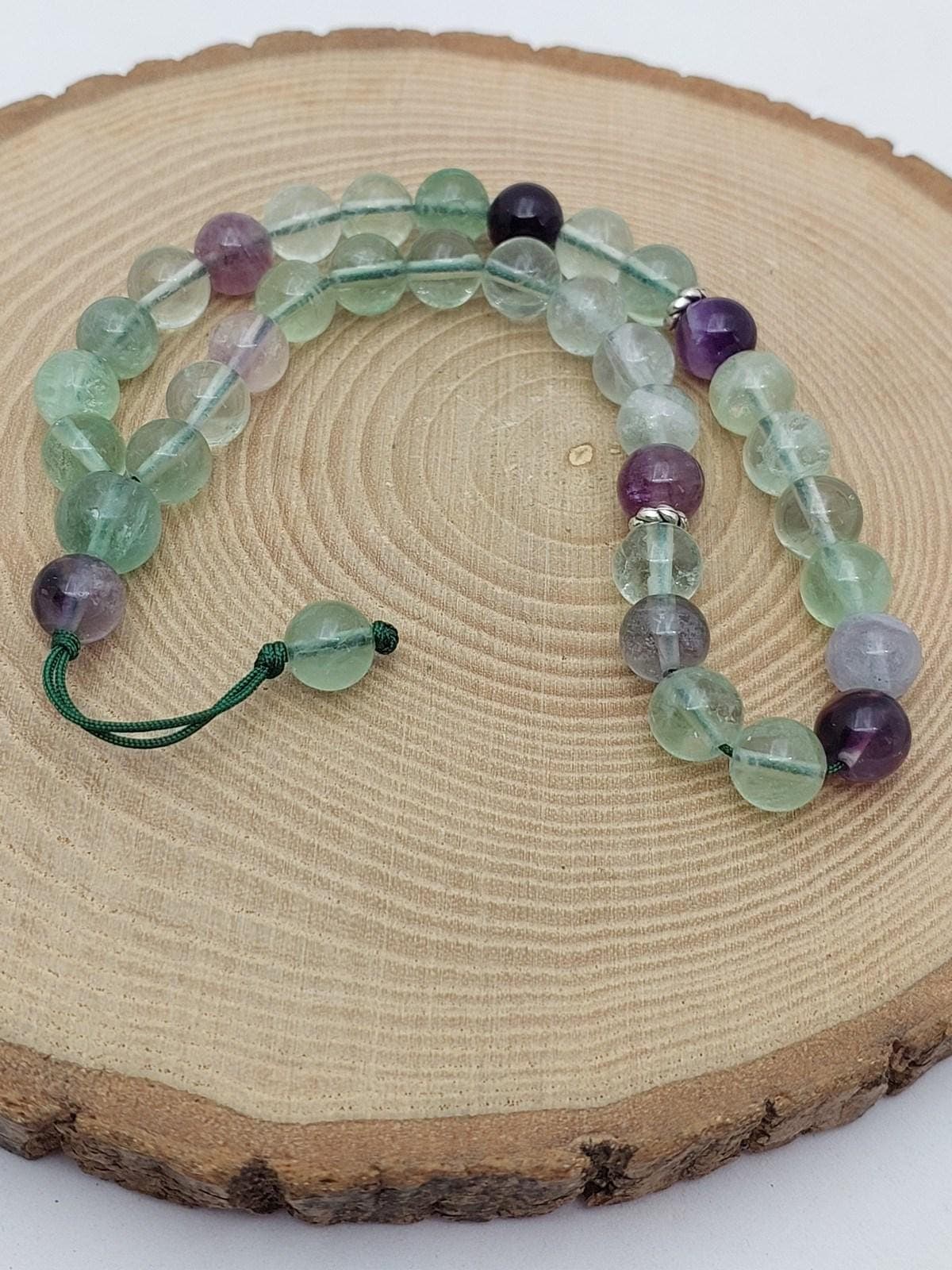 Handmade 33 Beads Fluorite Tasbih – 8mm Muslim Prayer Beads for Clarity, Focus & Gift (4701)