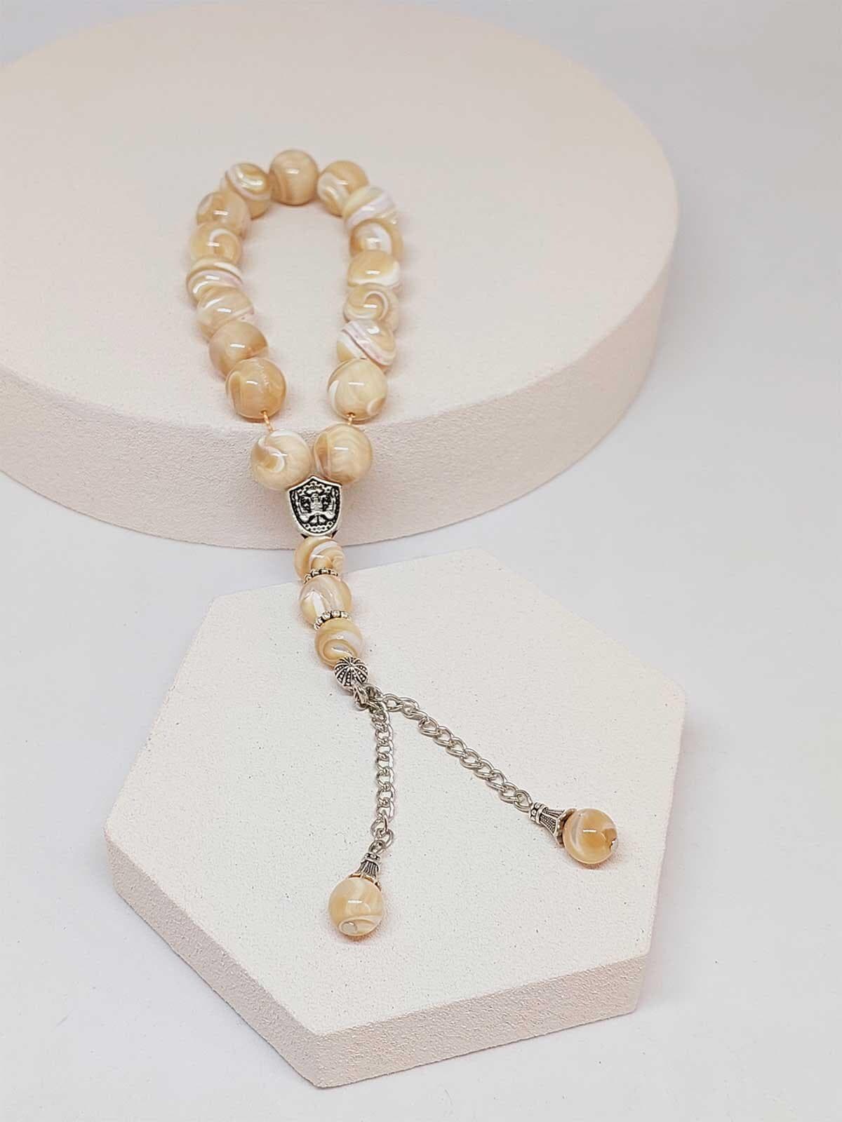 Mother of Pearl Caramel Stone 17 beads EFE Rosary 12mm, Tasbih, Natural Stone Beads, Tasbeeh, Tasbih, Misbaha, Islamic Prayer Beads, Tasbih, - image 3