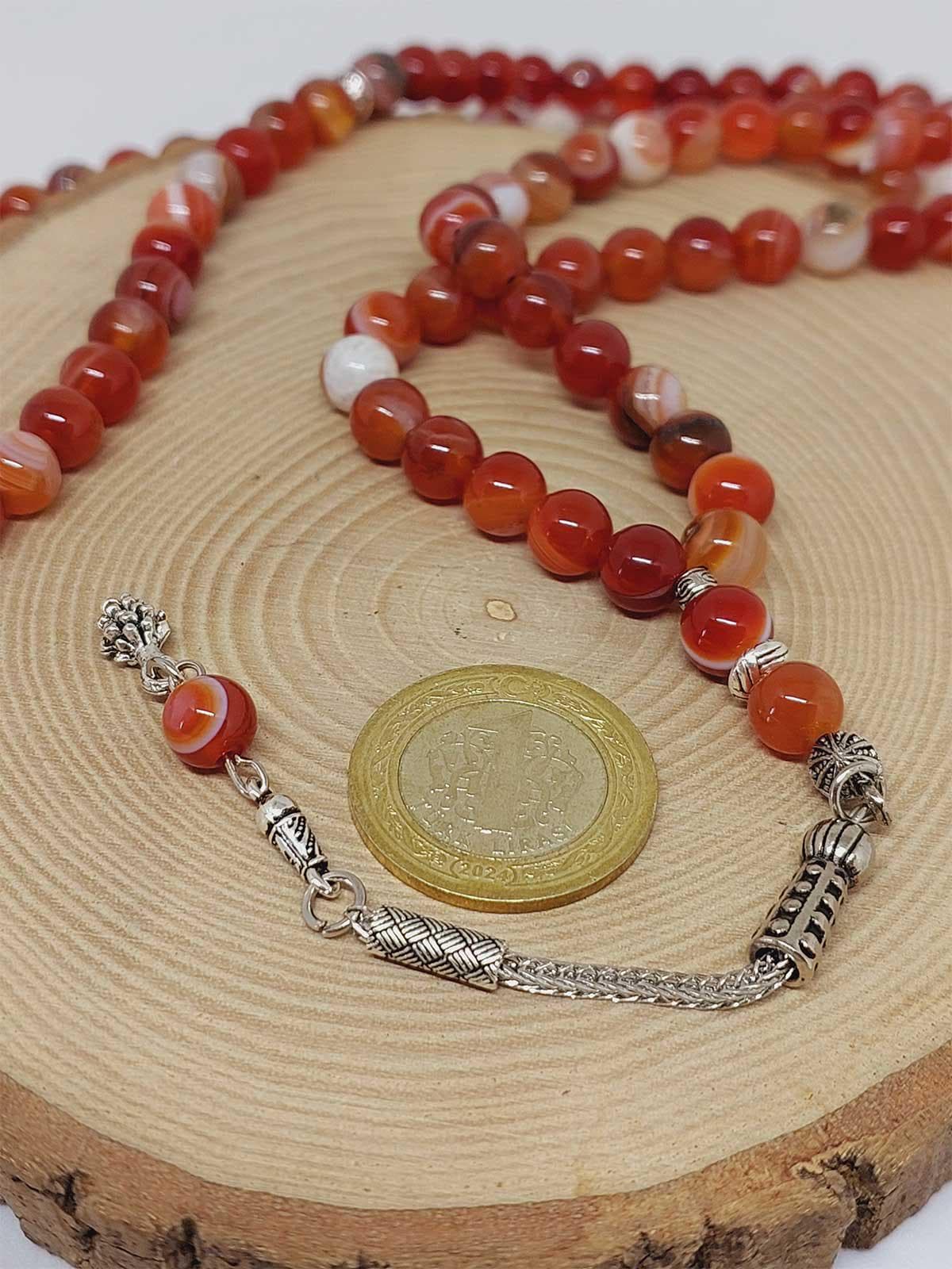 Carnelian Agate Stone 99 beads Rosary 8mm, Tasbih 99, Natural Stone 99 Beads, Tasbeeh, Misbaha, Islamic Prayer Beads, Tasbih, Muslim - image 4