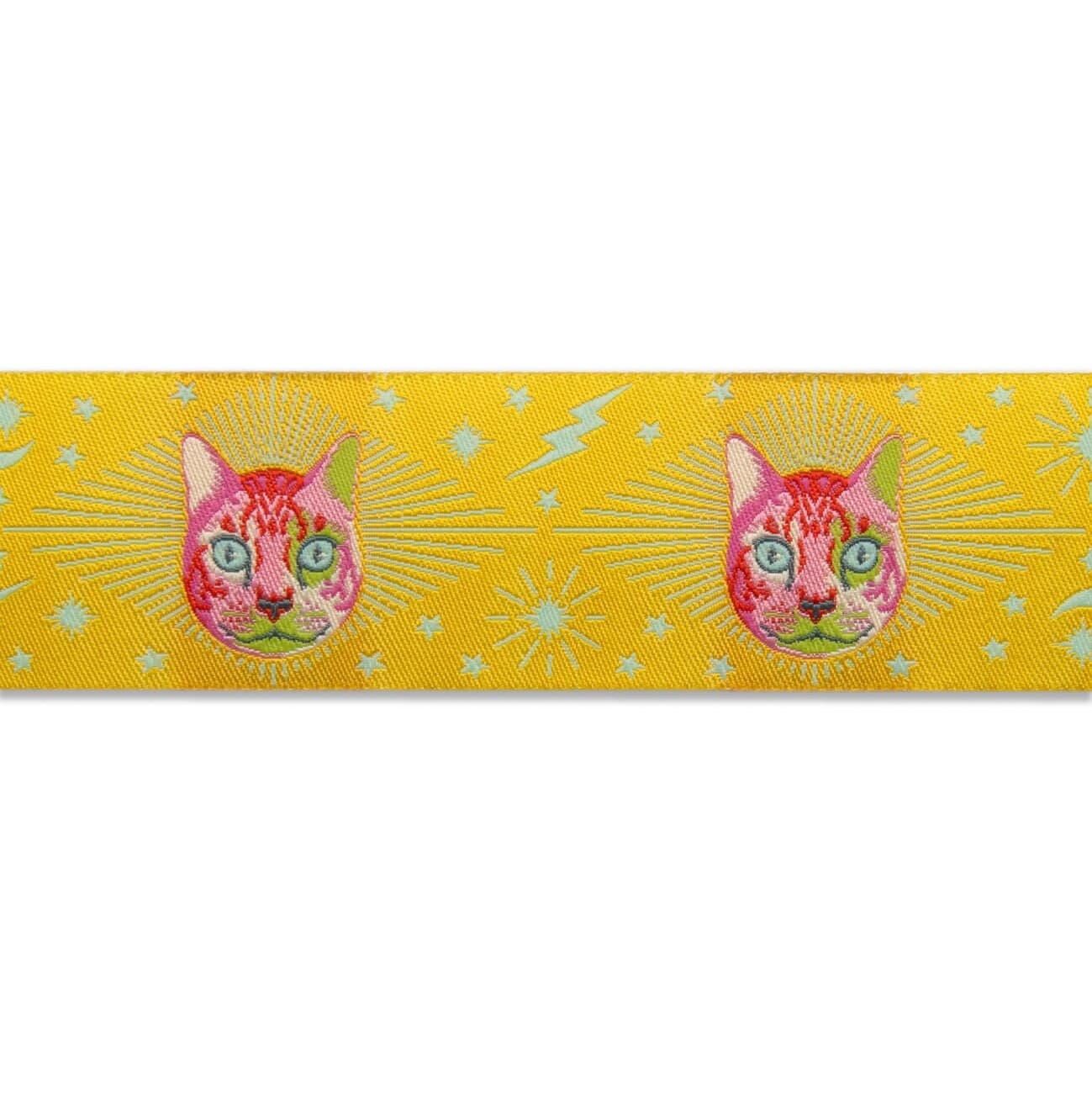 Tula Pink Curiouser, Cheshire Cat, Yellow 1-1/2" Ribbon, By the Yard. - image 3