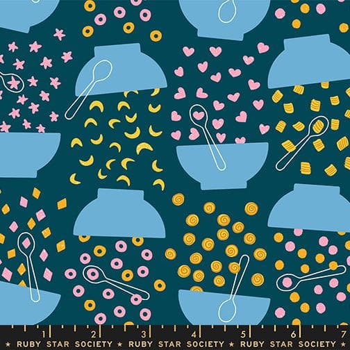 Egg and Friends, Flying Cereal in Dark Blue by Kimberly Kight for Ruby Star Society