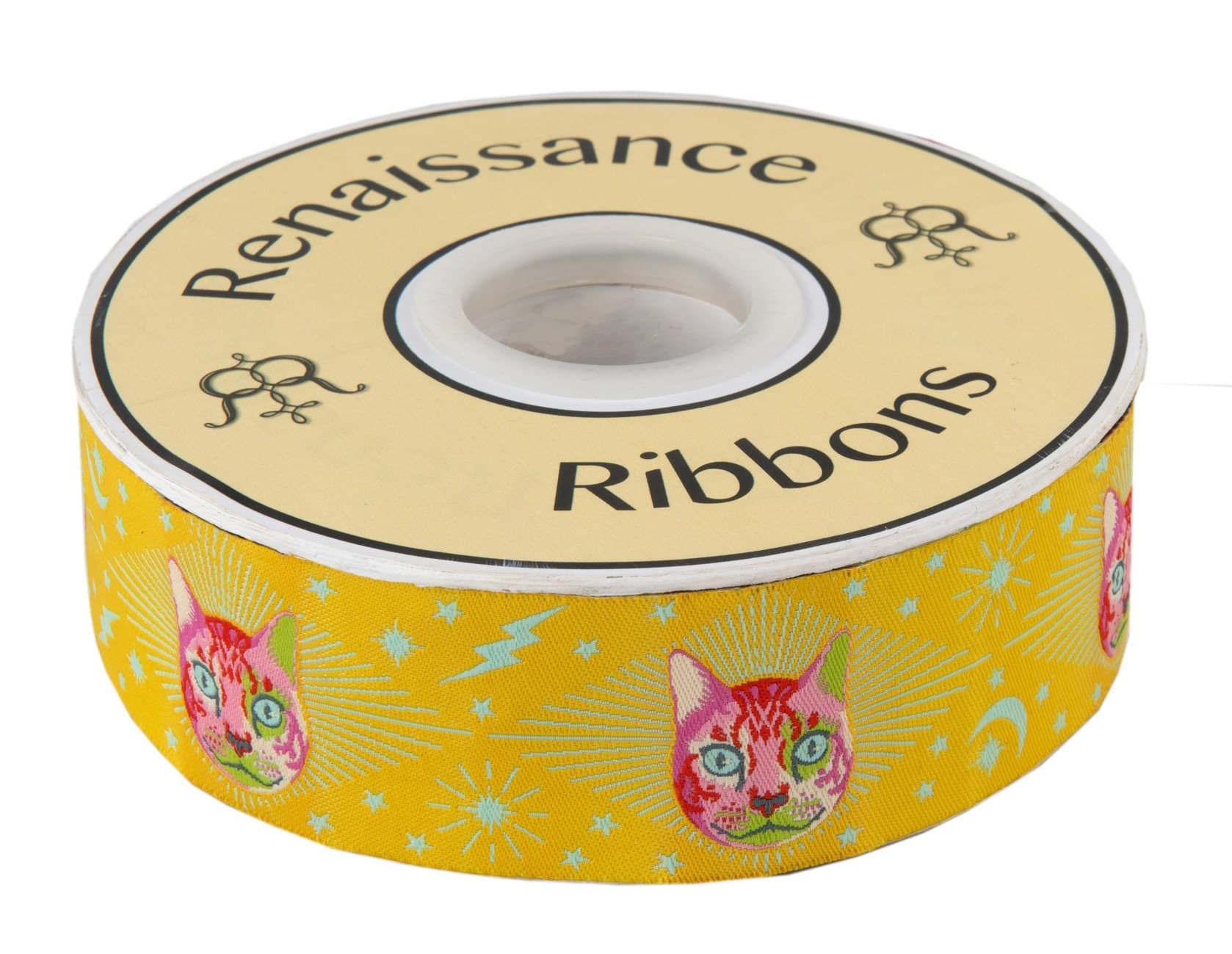 Tula Pink Curiouser, Cheshire Cat, Yellow 1-1/2" Ribbon, By the Yard. - image 4
