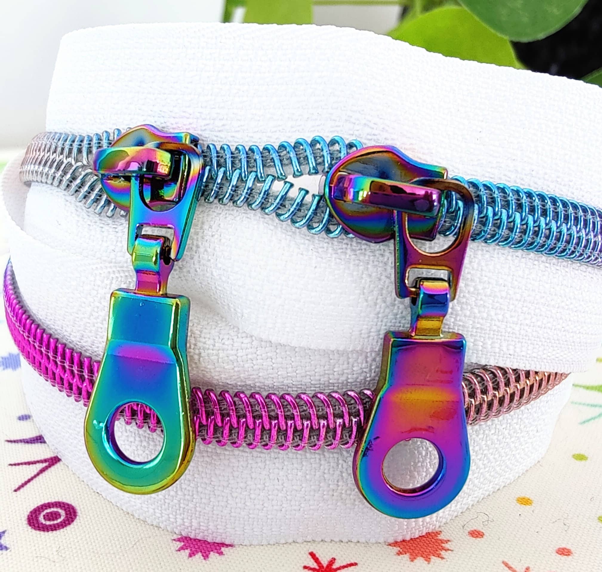 Doughnut Rainbow Iridescent #5 Metal Zipper Pulls, Set of 5!