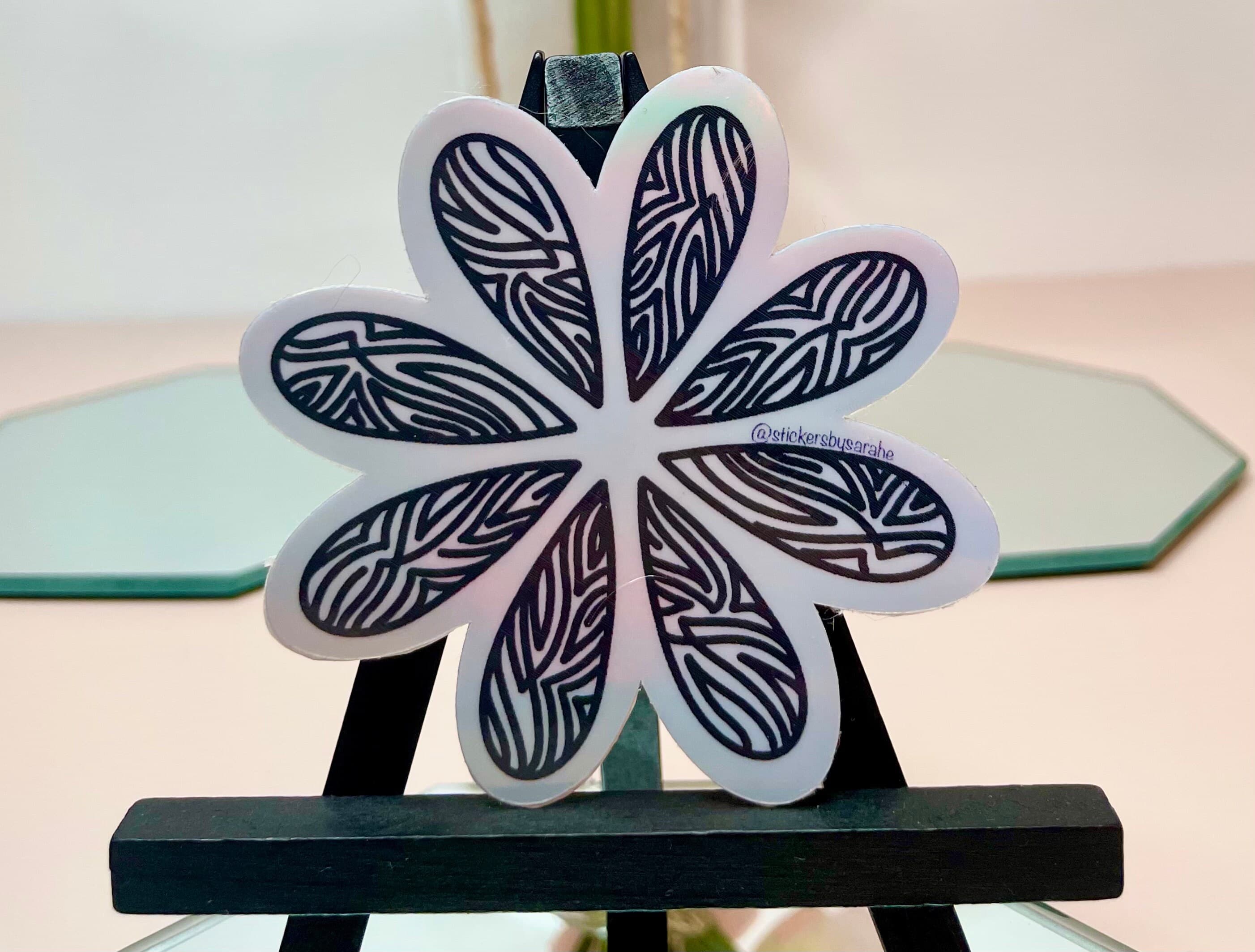 Holographic Abstract flower art waterproof vinyl sticker for laptop | water bottle sticker | hydroflask sticker | tablet sticker | - image 3