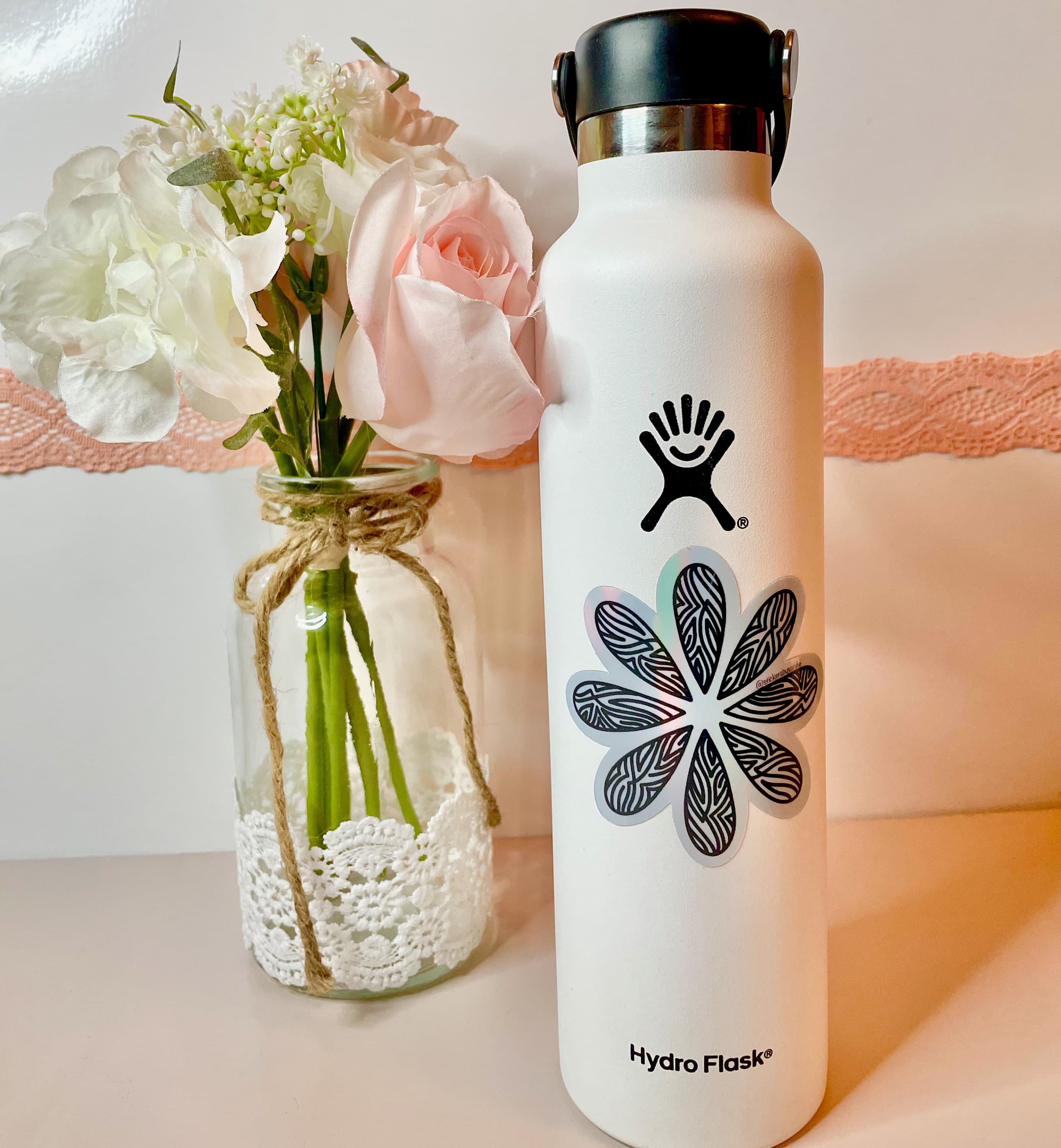 Holographic Abstract flower art waterproof vinyl sticker for laptop | water bottle sticker | hydroflask sticker | tablet sticker | - image 4