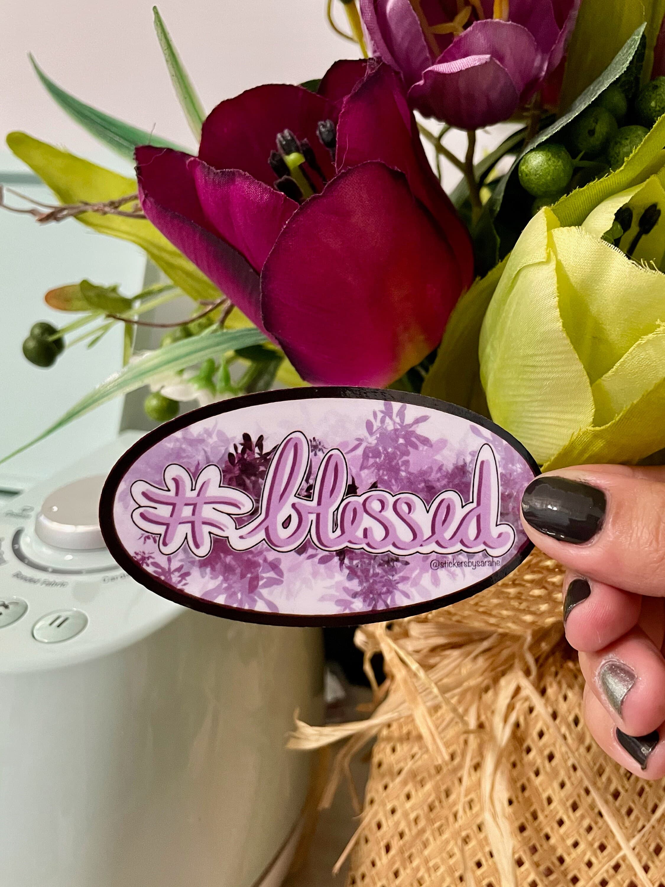 Blessed thankful waterpoof vinyl sticker for laptop | water bottle sticker | hydroflask sticker | tablet sticker |