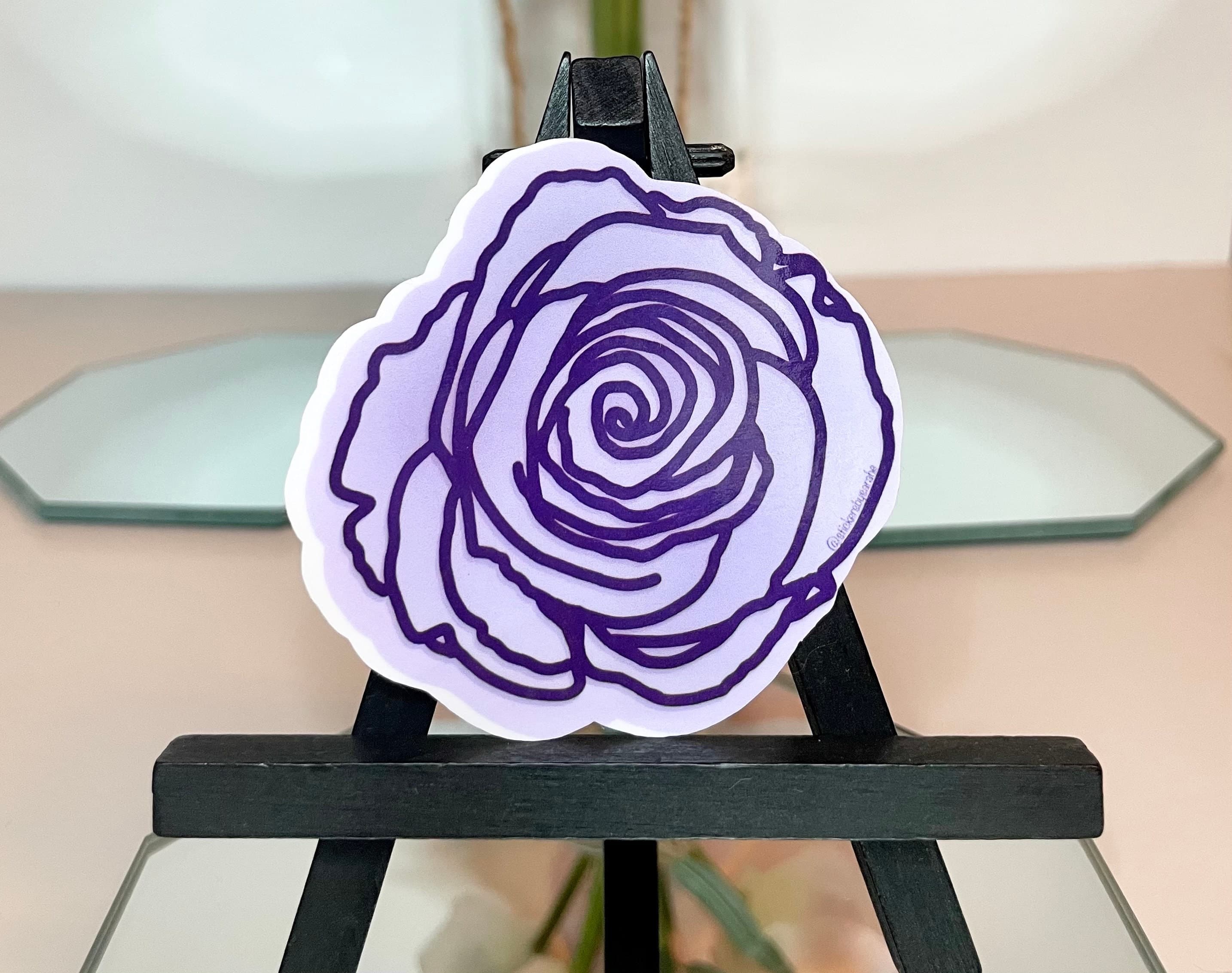 Rose floral waterproof vinyl sticker for laptop | flower water bottle sticker | purple hydroflask sticker | tablet sticker | - image 4