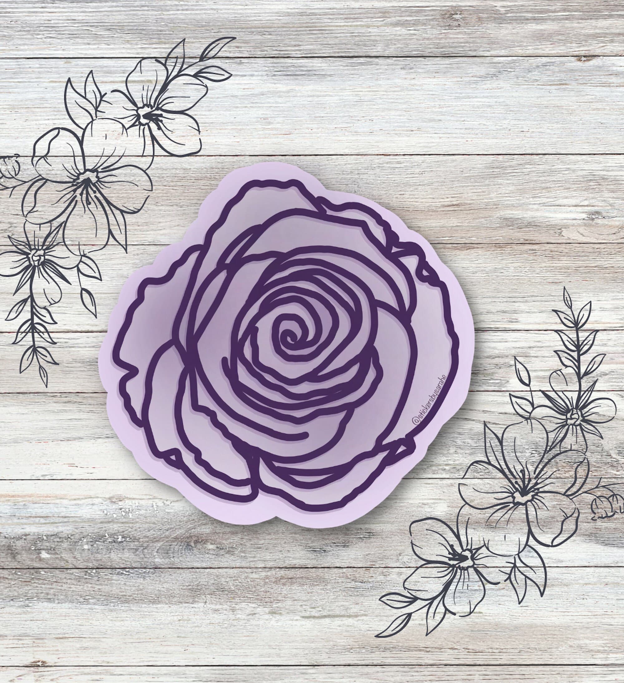 Rose floral waterproof vinyl sticker for laptop | flower water bottle sticker | purple hydroflask sticker | tablet sticker |