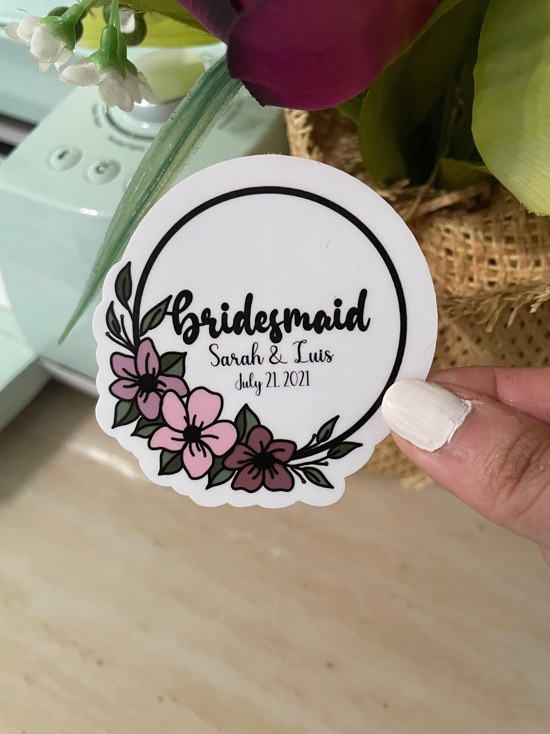Personalized Bridesmaid Floral Wedding waterproof vinyl sticker for laptop | water bottle sticker | hydroflask sticker | tablet sticker | - image 3