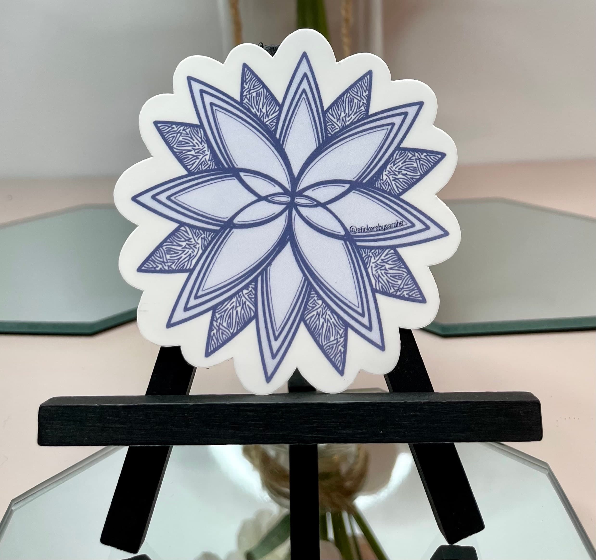 Blue abstract mandala waterproof vinyl sticker for laptop | water bottle sticker | hydroflask sticker | tablet sticker | - image 4