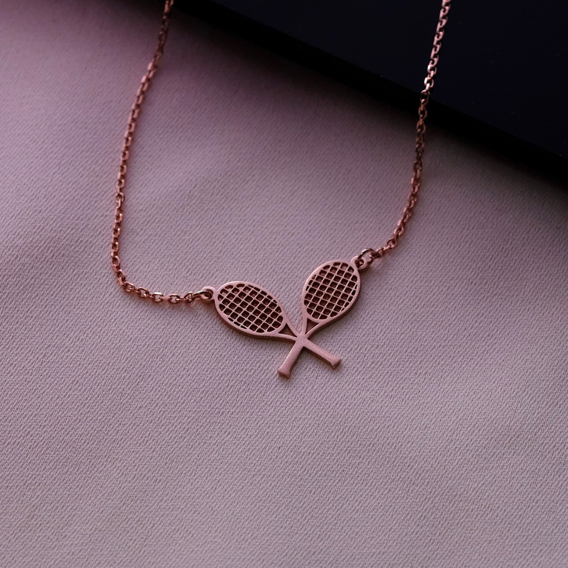 Dainty Tennis Necklace Gold - Tennis Sport Gift - Tennis Player Necklace - Silver Tennis Rackets - Tennis Team Gift - Tennis Coach Gift - image 2
