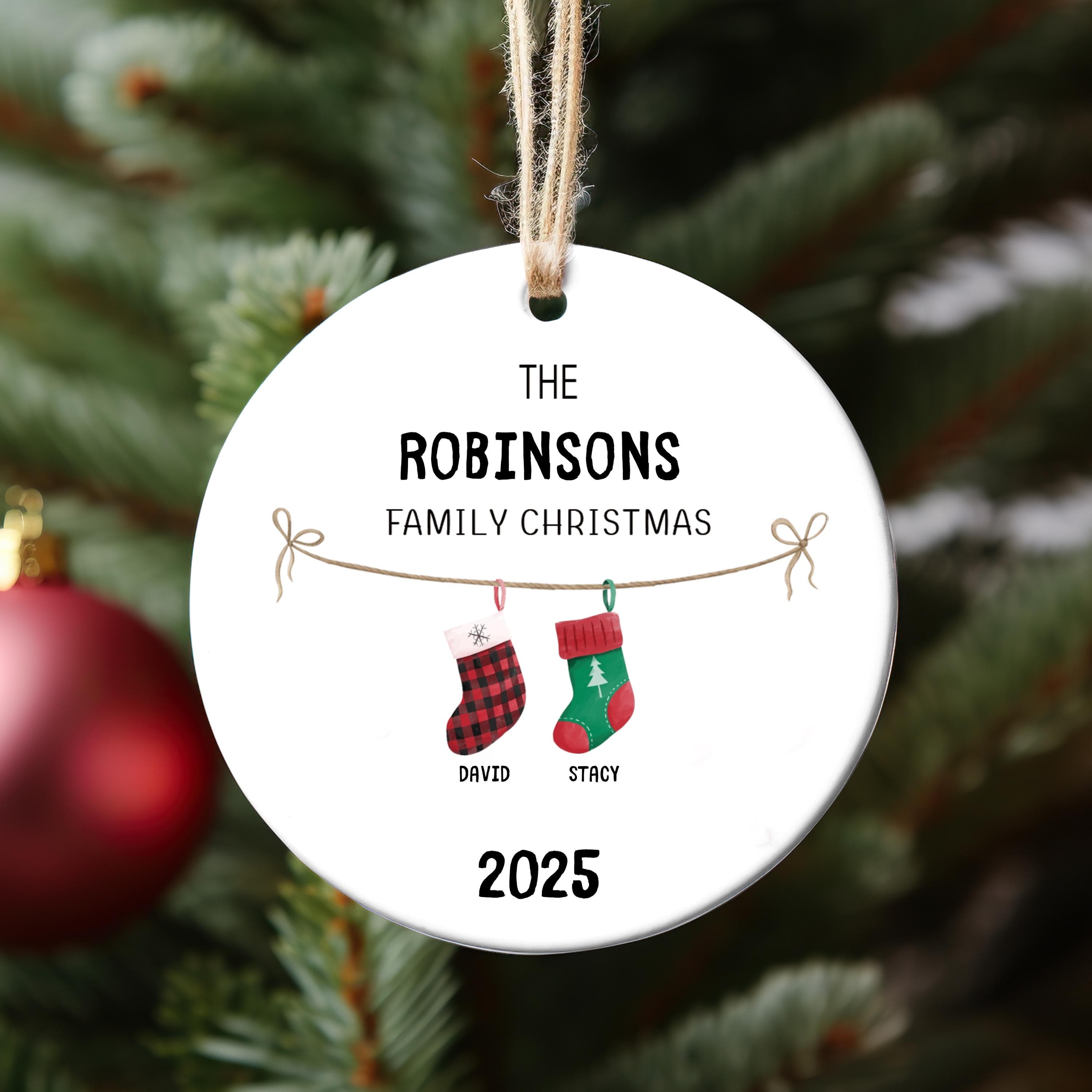 Socks Family Ornament, 2025 Family Christmas Ornament, Name Stocking, Family of Five Personalized Christmas Ornament Bundle, New Family Gift - image 3