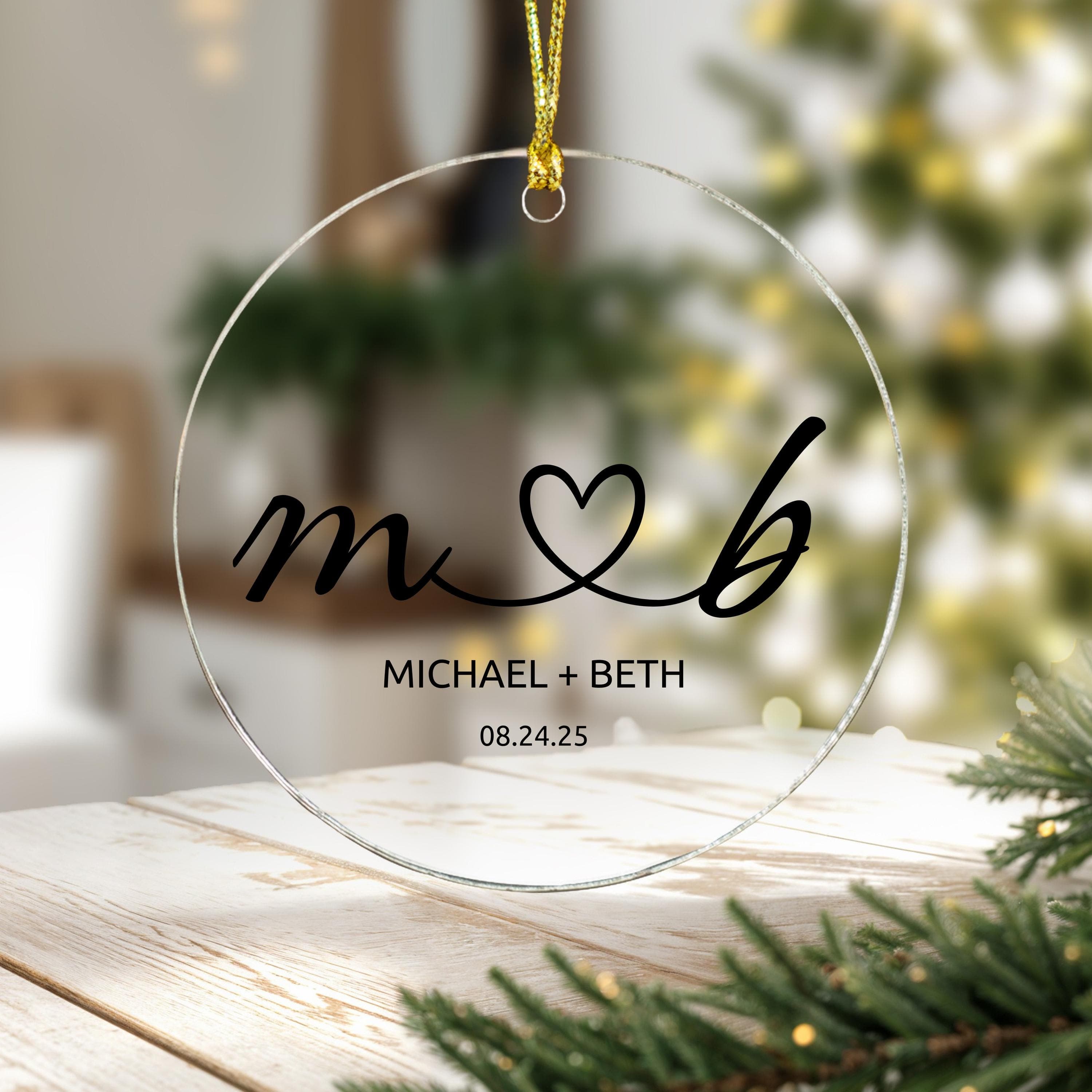 Wedding Date Keepsake - Personalized Wedding Gift - Ornament for Couples - Engagement Ornament - Married Ornament - Married Gift Ornament - image 5