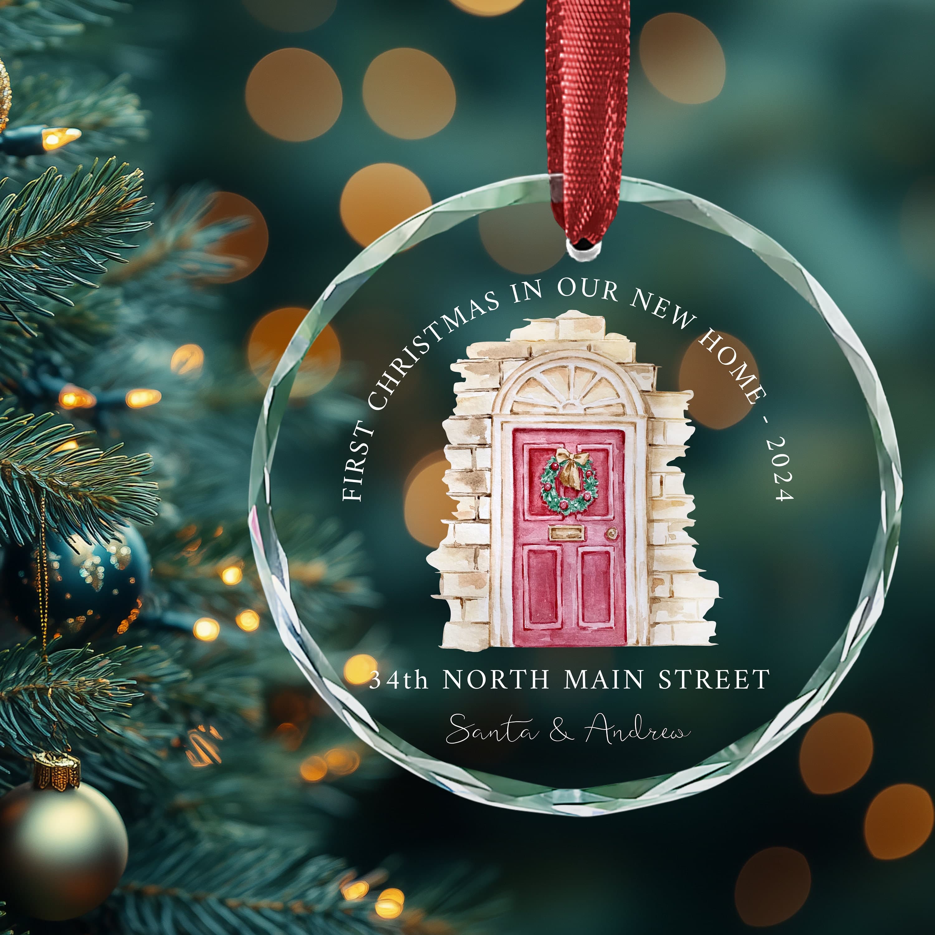 First Christmas in Our New Home 2024 Ceramic Ornament, Holiday Gift, Christmas Decor, Newlywed Gift, Christmas Ornament, Door Ornament