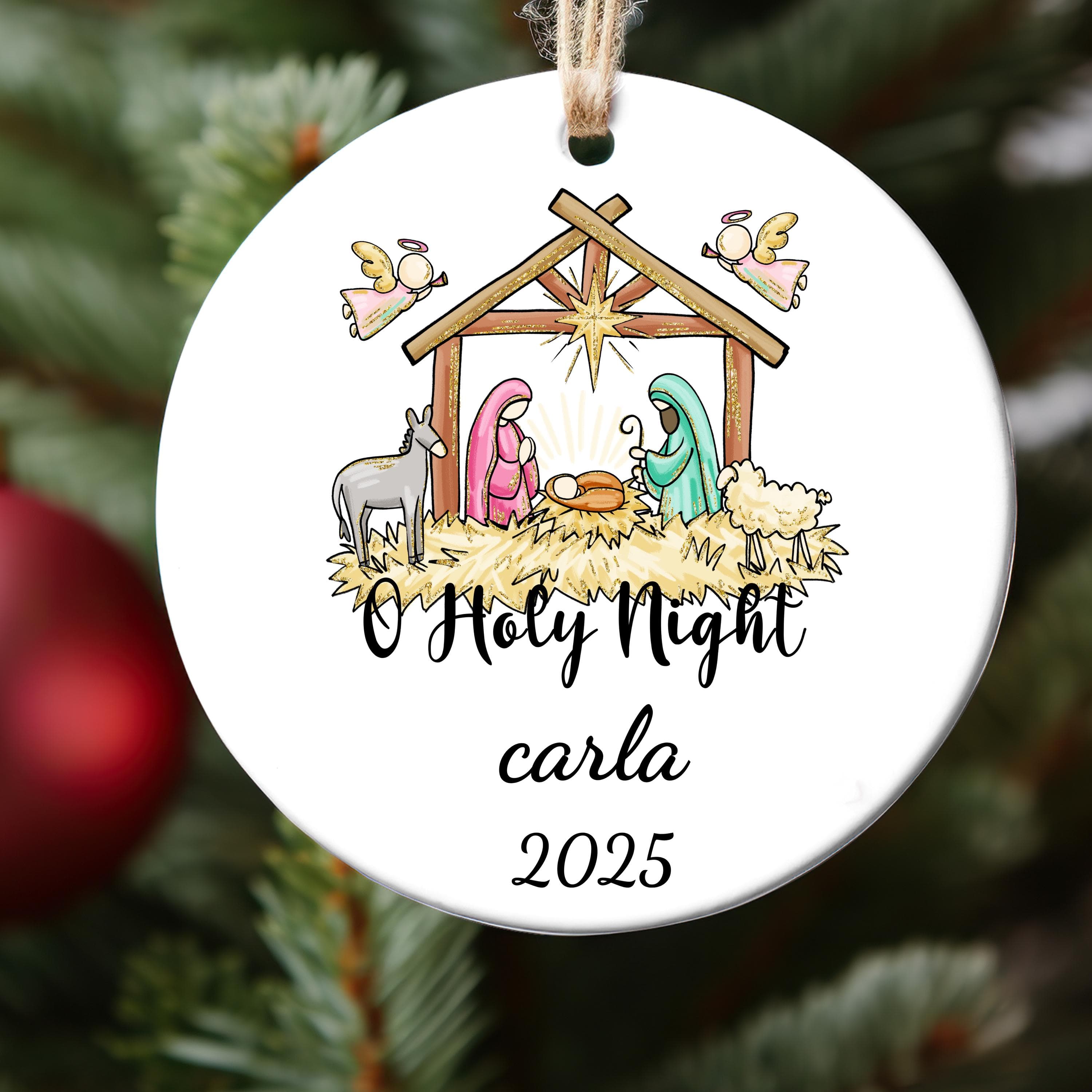Holy Night  Christmas Ornament, Jesus Ornament, Holy Family Decoration, Nativity Religious Ornament, Nativity Scene Christmas Ornament