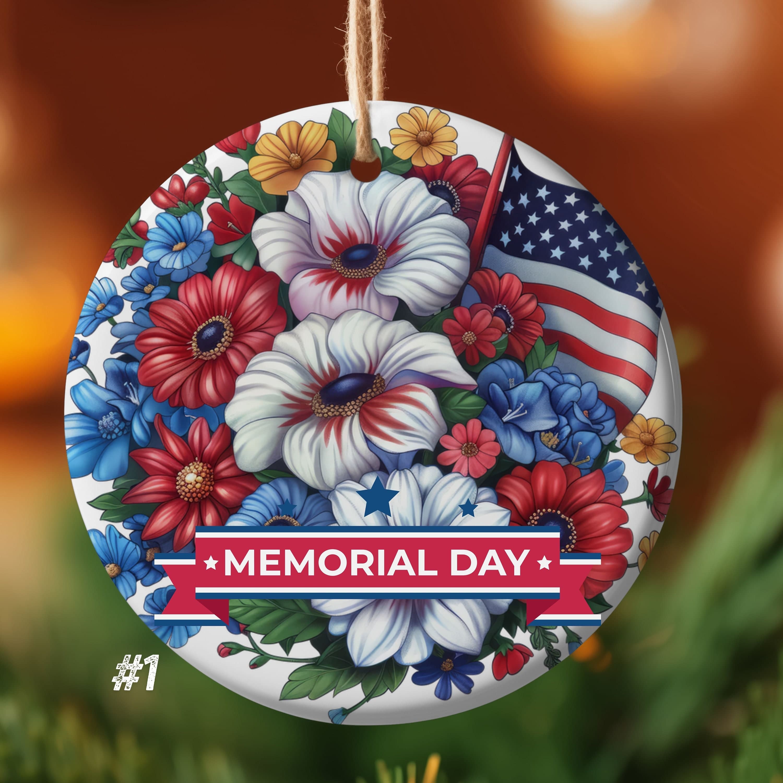 Memorial Ornament, Soldiers Remembrance Ceramic Ornament, Memorial Day Ornament, Dad Loss Ornament, Funeral Ornament