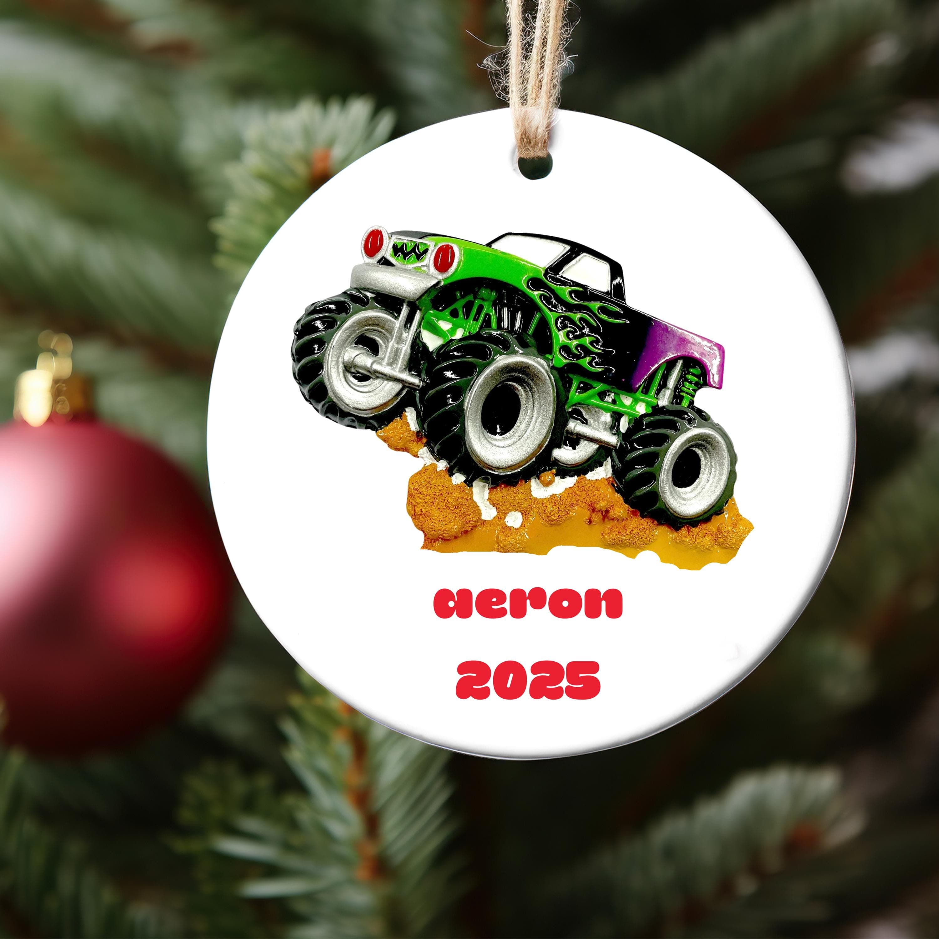 Green General Monster Truck, Monster Jam for Kids, Gift for Kids, Custom 2025 Christmas Tree Ornaments, Personalized New Monster Truck