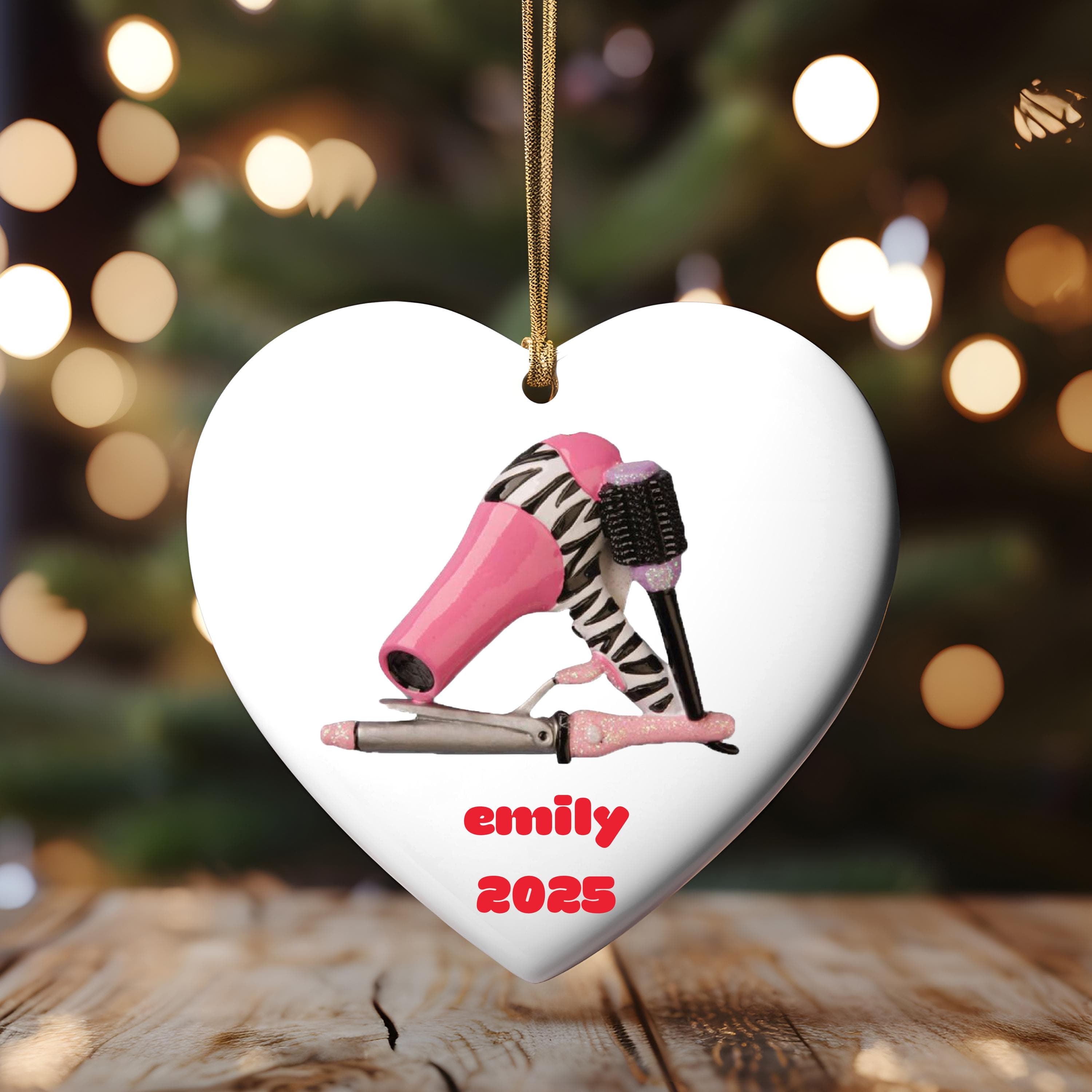 Hair Stylist Ornament, Blow-dryer Personalized Christmas Tree Ornament, Custom Hair Stylist 2025 Christmas Ornament Gifts for kids Girls - image 3