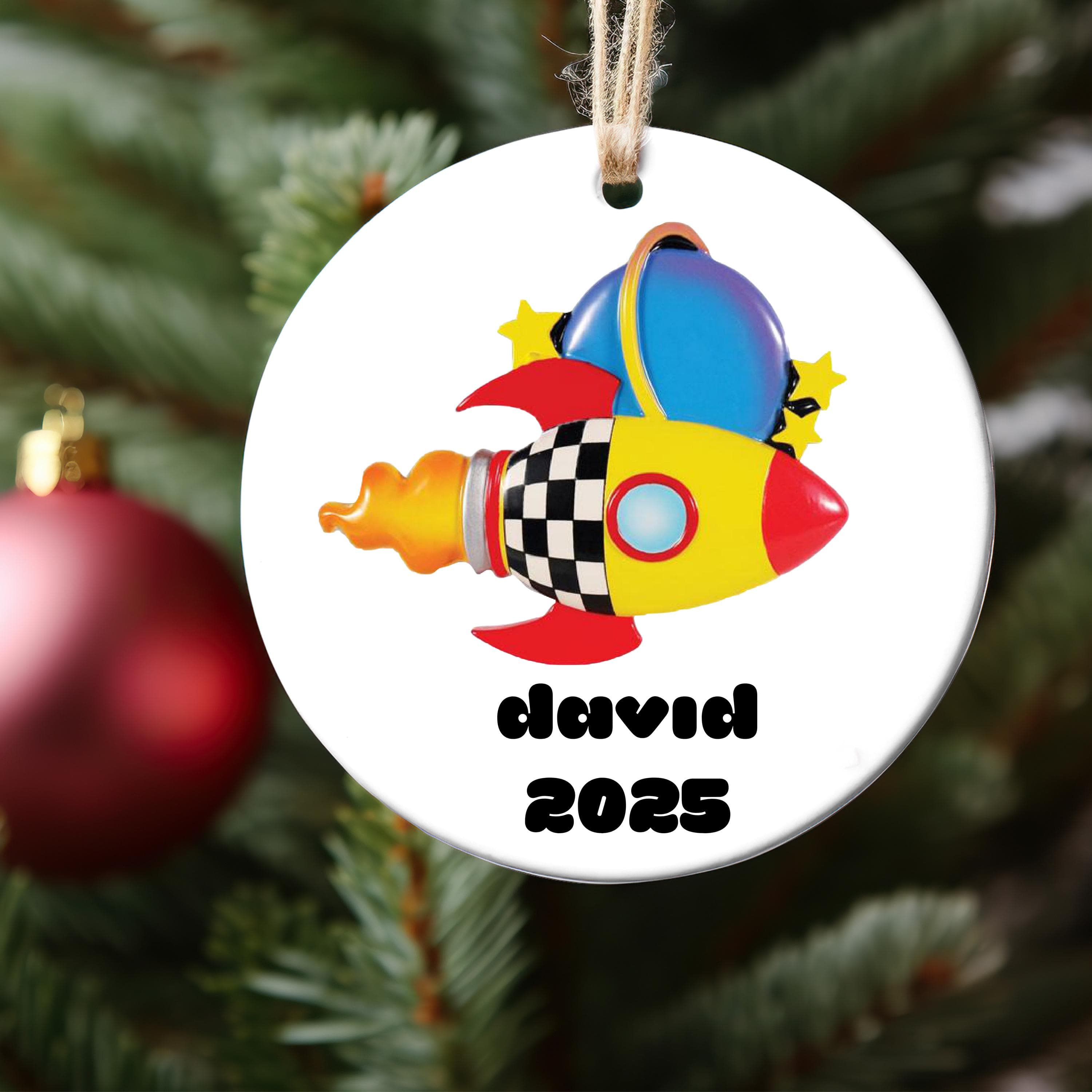 Rocket Spaceship Custom Kids Ornament, Personalized Planet Christmas Ornament, Customize Gift for Kids Family, Best Christmas Toys 2025