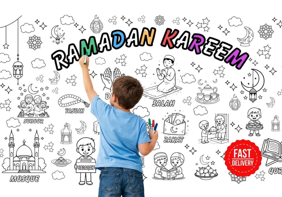 Ramadan Coloring Poster for Kids, Ramadan Activity Kids, Ramadan Gift for Kids, Islamic Coloring Art, Ramadan Kareem Poster