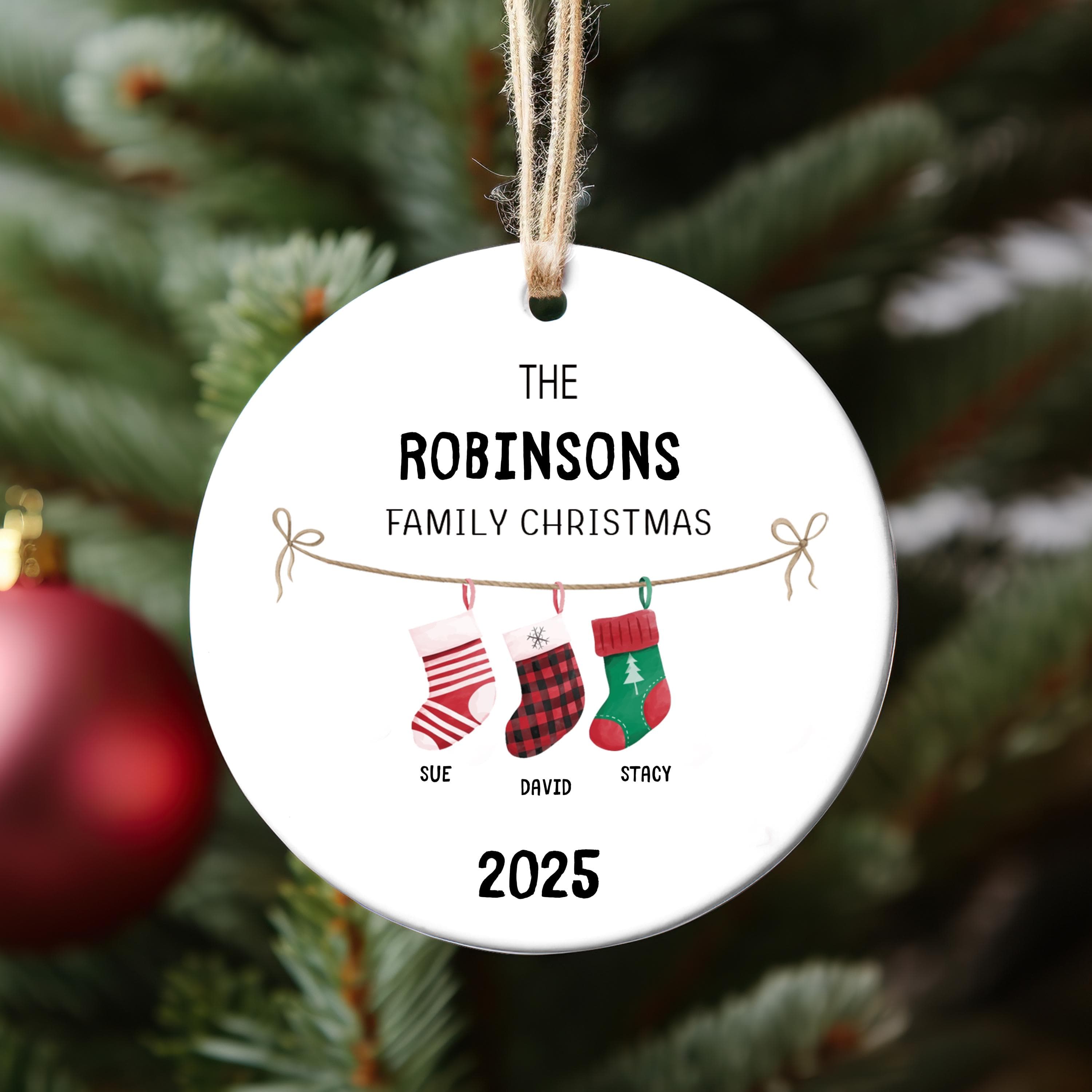Socks Family Ornament, 2025 Family Christmas Ornament, Name Stocking, Family of Five Personalized Christmas Ornament Bundle, New Family Gift - image 5