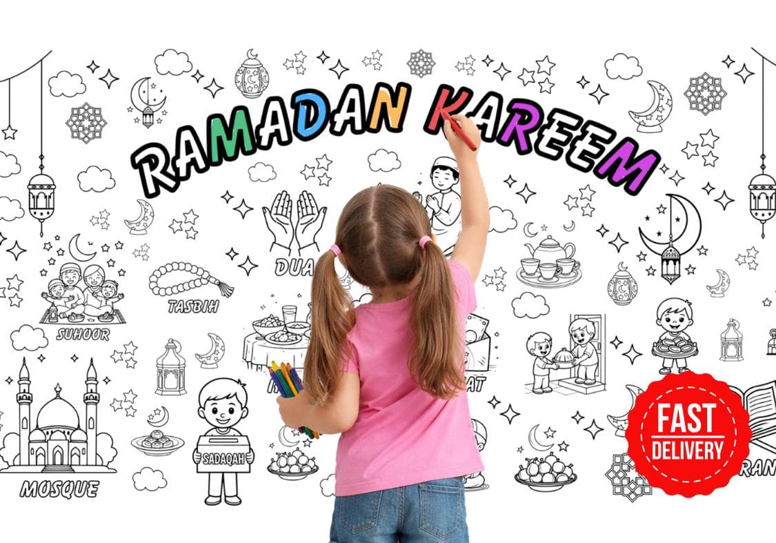Ramadan Coloring Poster for Kids, Ramadan Activity Kids, Ramadan Gift for Kids, Islamic Coloring Art, Ramadan Kareem Poster - image 5