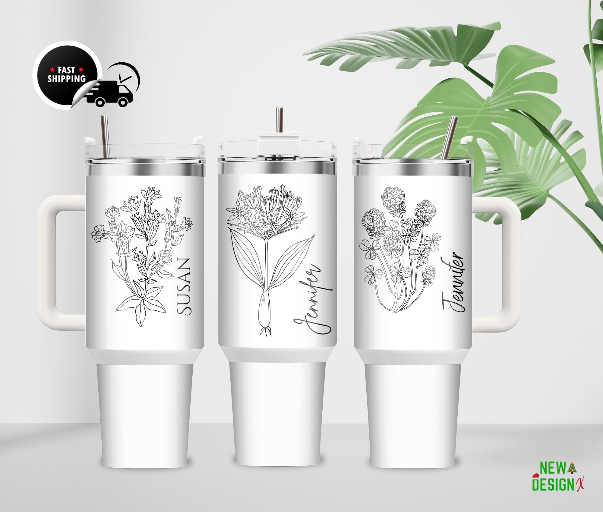 Personalized Birth Flower 40oz Tumbler, Mothers Day Gift,  Custom Birth Flower Tumbler, Bridesmaid Proposal Gifts Wedding Tumbler To Go Mugs - image 3