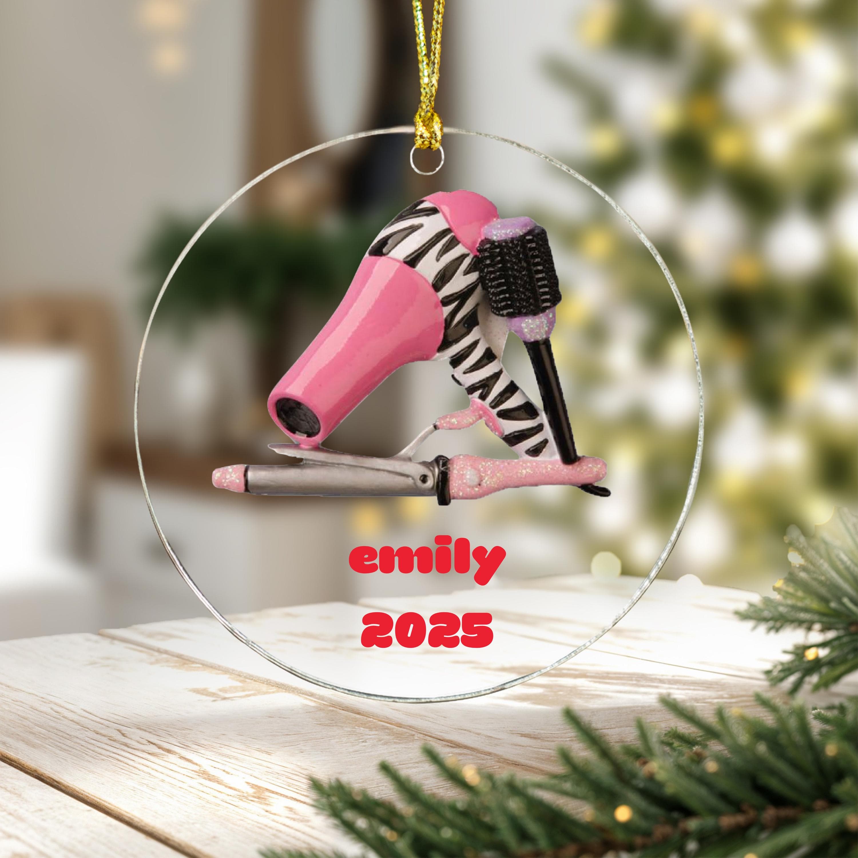 Hair Stylist Ornament, Blow-dryer Personalized Christmas Tree Ornament, Custom Hair Stylist 2025 Christmas Ornament Gifts for kids Girls - image 4