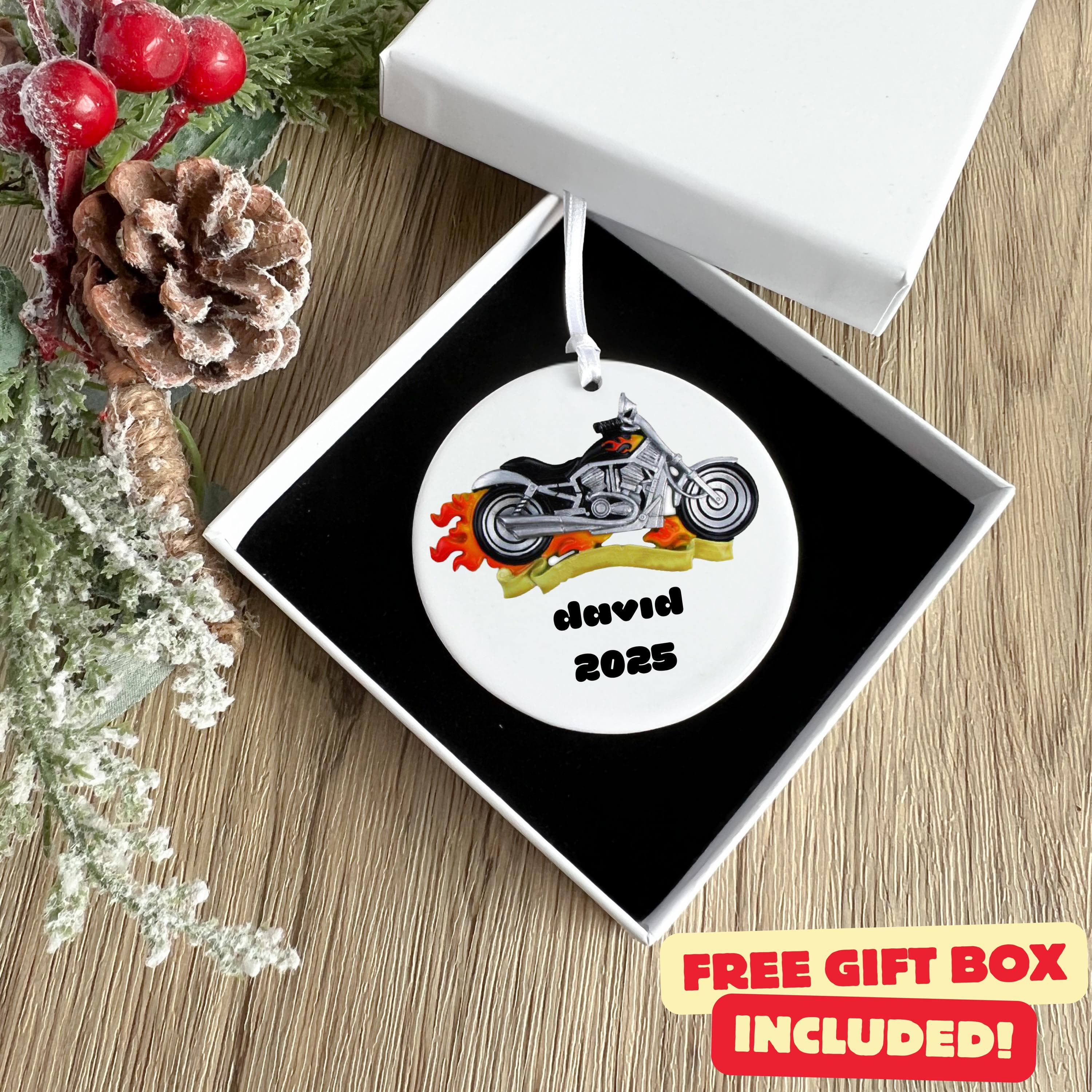 Harley Motorcycle Ornament Kids Christmas Gifts 2025, Motorcycle with Name Ornament, Dad Boy Gift 2025 Christmas Ornament, Free Personalize - image 5