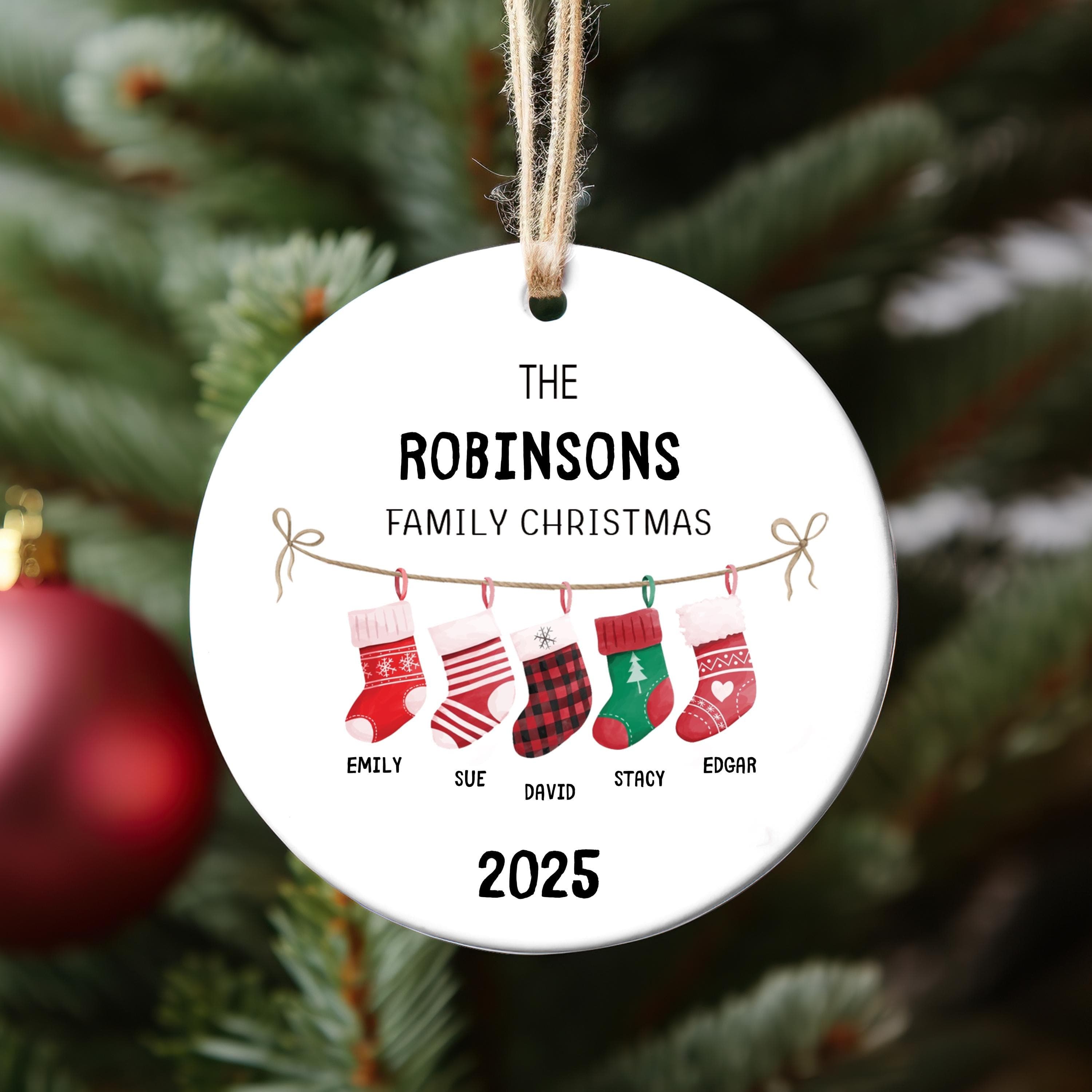 Socks Family Ornament, 2025 Family Christmas Ornament, Name Stocking, Family of Five Personalized Christmas Ornament Bundle, New Family Gift - image 4